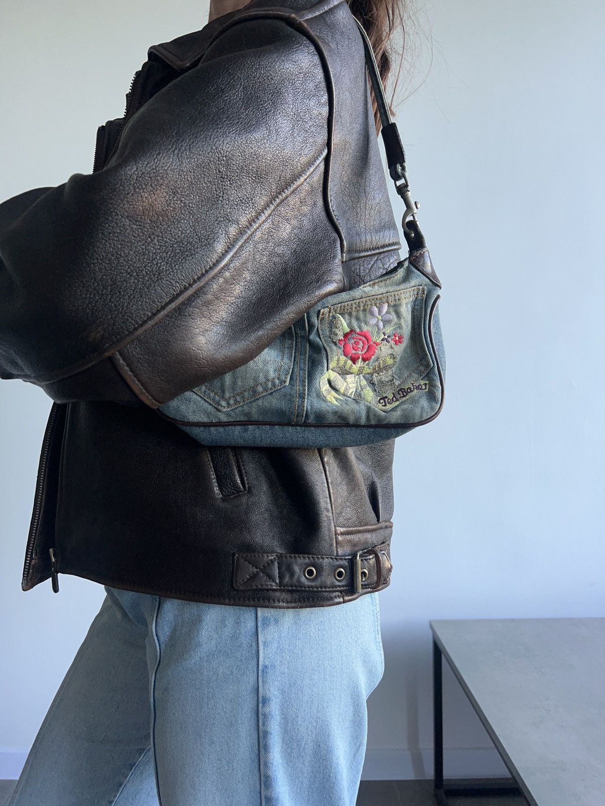 Ted Baker × Vintage Ted Baker Y2K Dirty Jeans Bag 00s floral cute office siren Size ONE SIZE - 3 Thumbnail