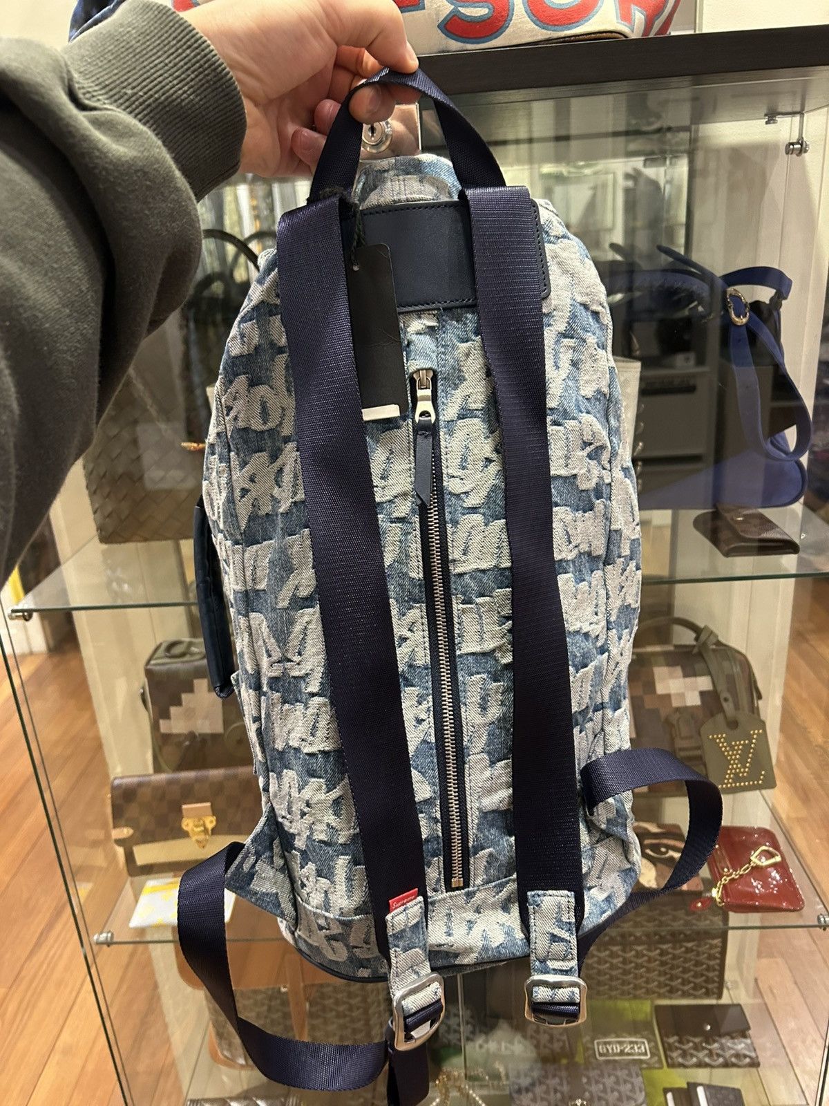 Supreme Supreme Fat Tip Jacquard Denim Backpack Size ONE SIZE - 4 Thumbnail