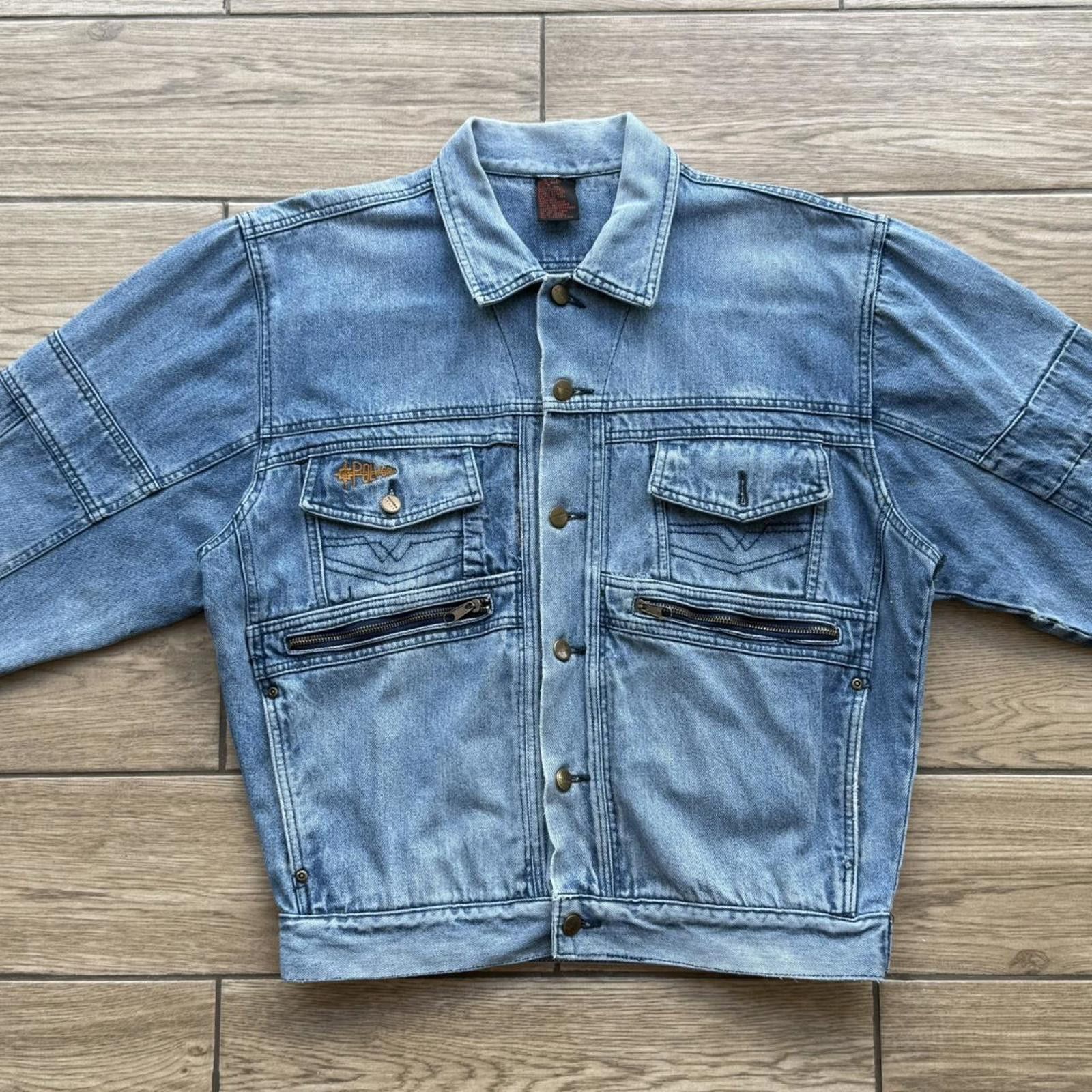 Other Y2K Polvora 00s Blue denim jacket with zipper pockets Size US M / EU 48-50 / 2 - 3 Thumbnail