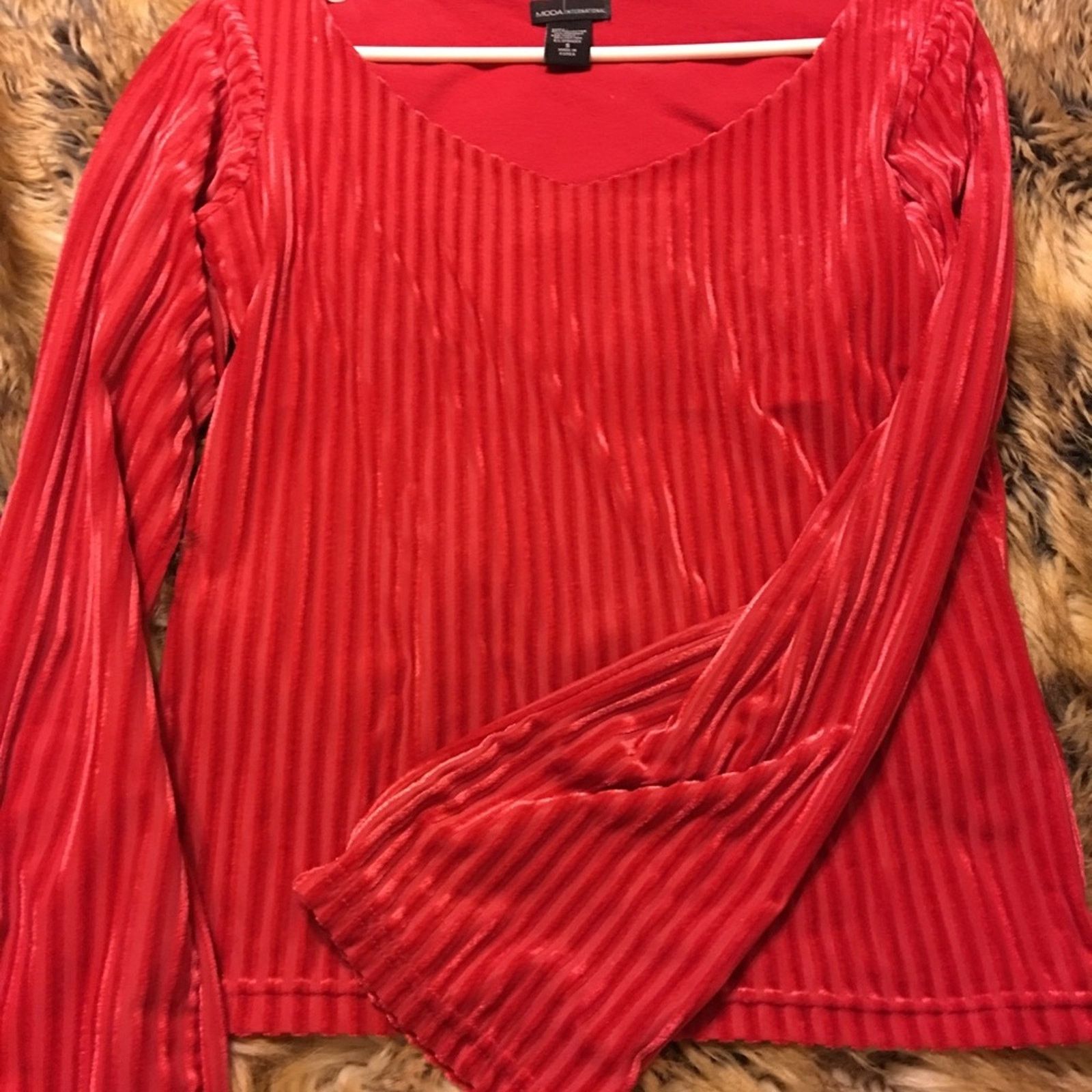 Vintage Moda International red stretch velvet top S Size S / US 4 / IT 40 - 5 Thumbnail