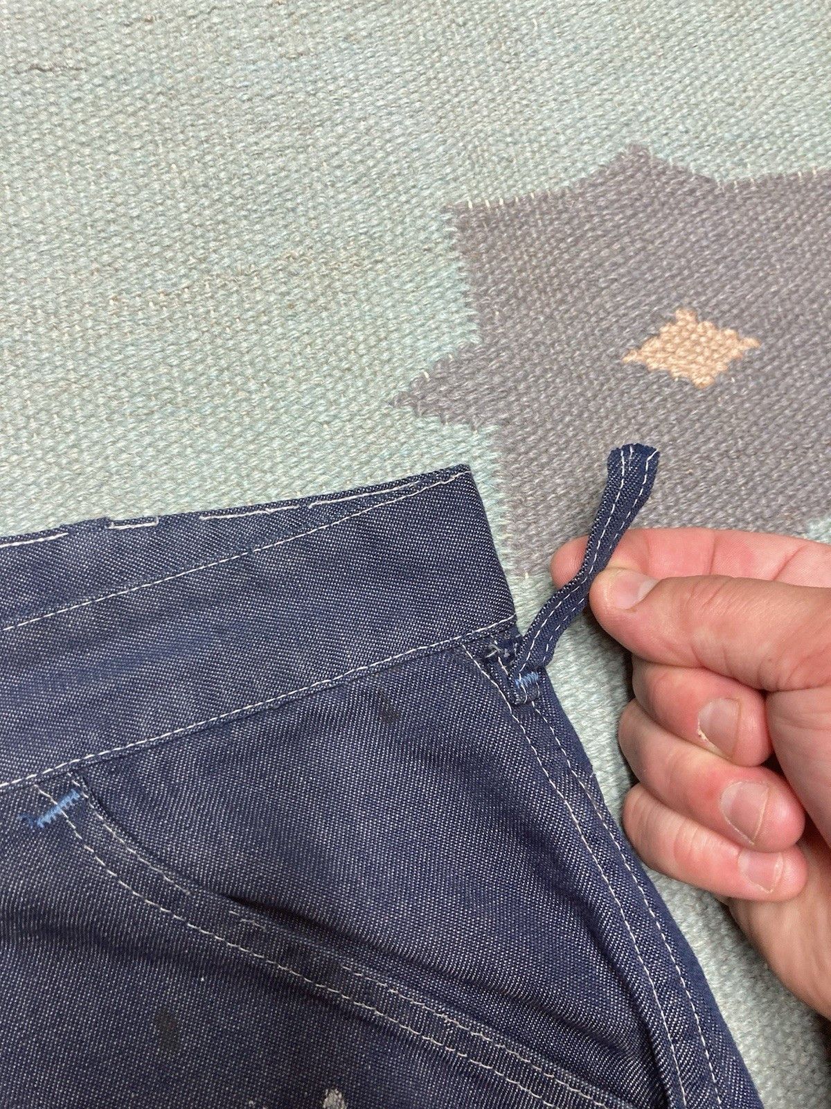 Vintage 70s sears denim carpenter jeans distressed paint AS IS 33x32 Size US 33 - 7 Thumbnail