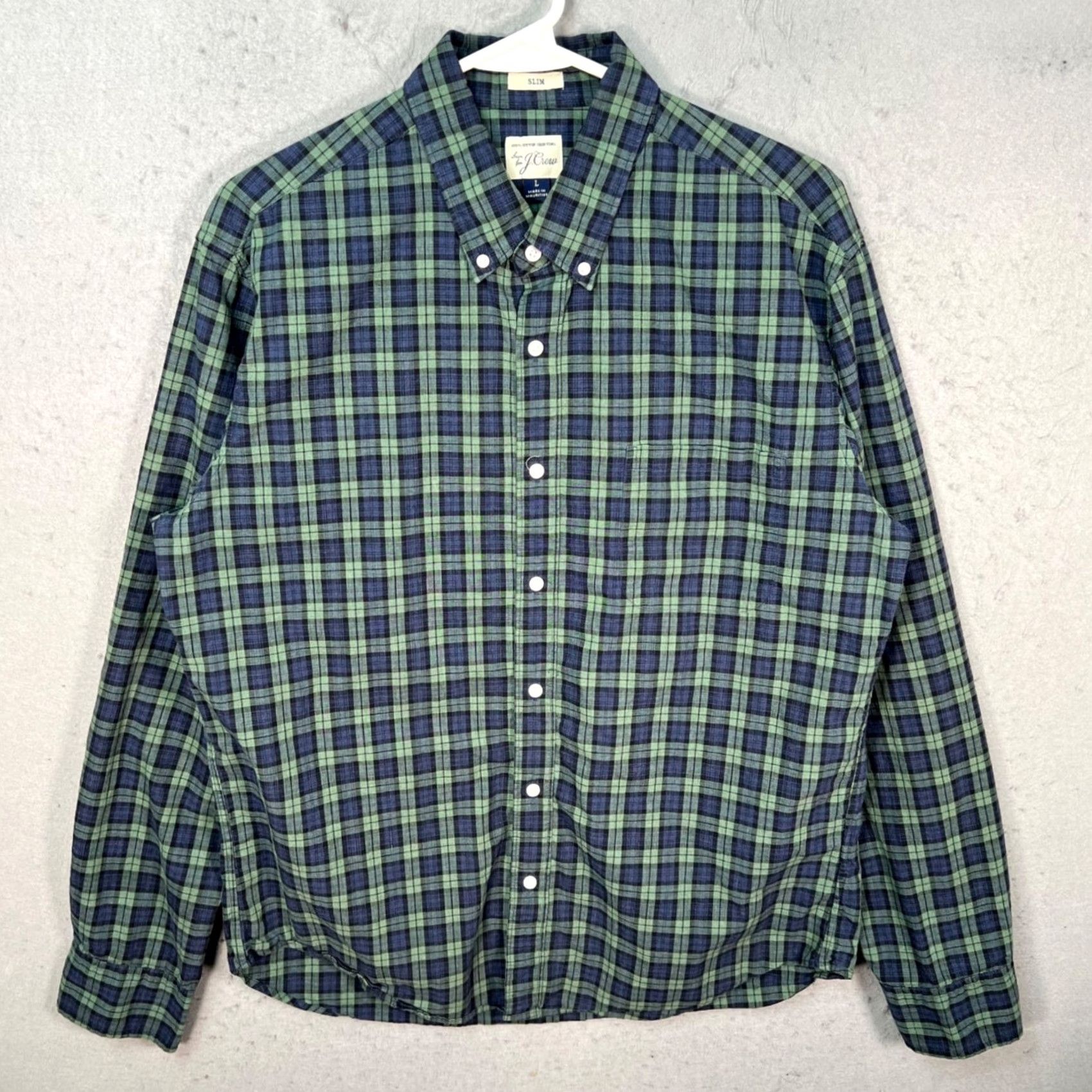 J.Crew J. Crew Shirt Button-Down Slim Fit Plaid Green Blue Cotton Mens Large L Size US L / EU 52-54 / 3 - 2 Thumbnail