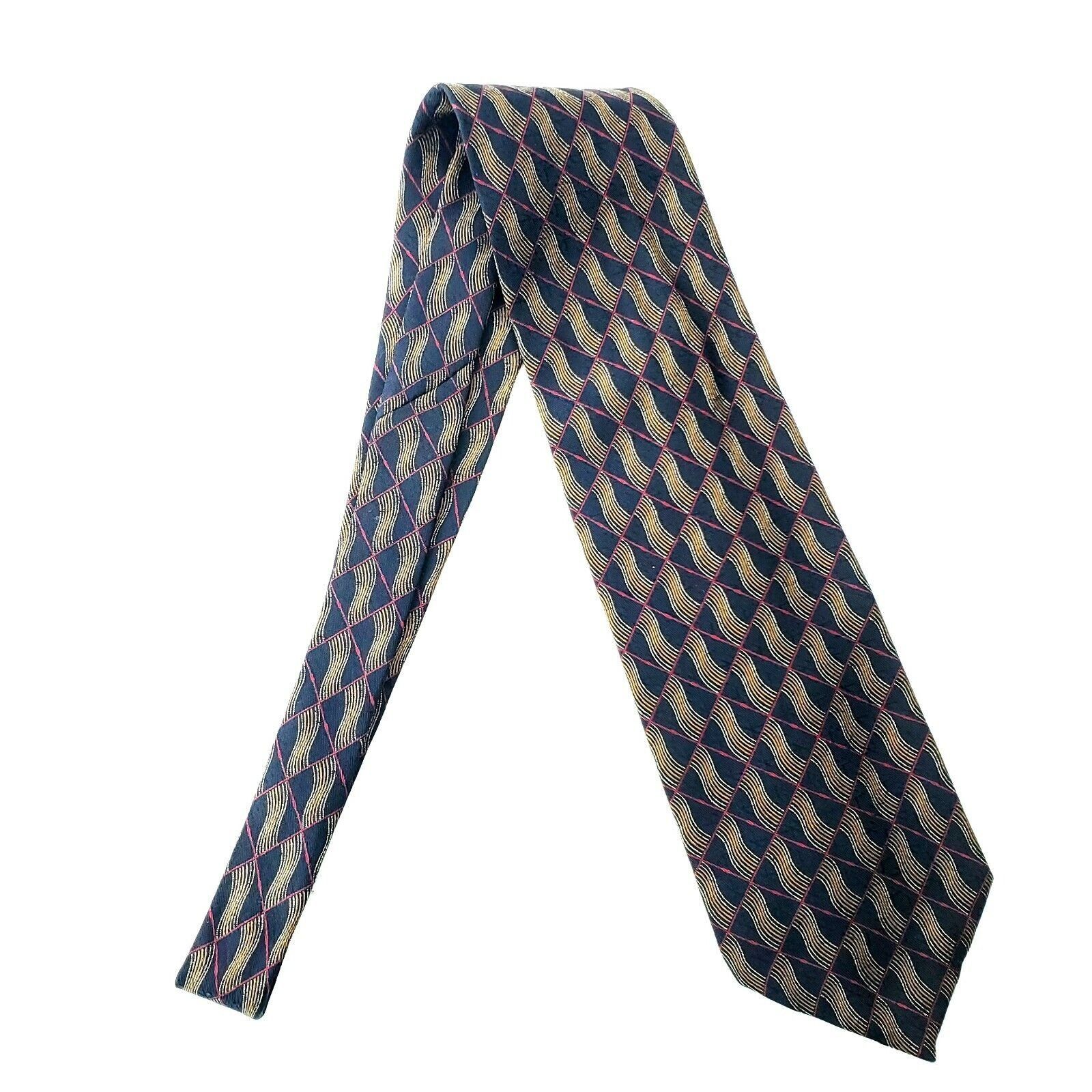 Calvin Klein Calvin Klein Silk Tie Black Geometric Abstract Short Wide Pr Size ONE SIZE - 6 Thumbnail