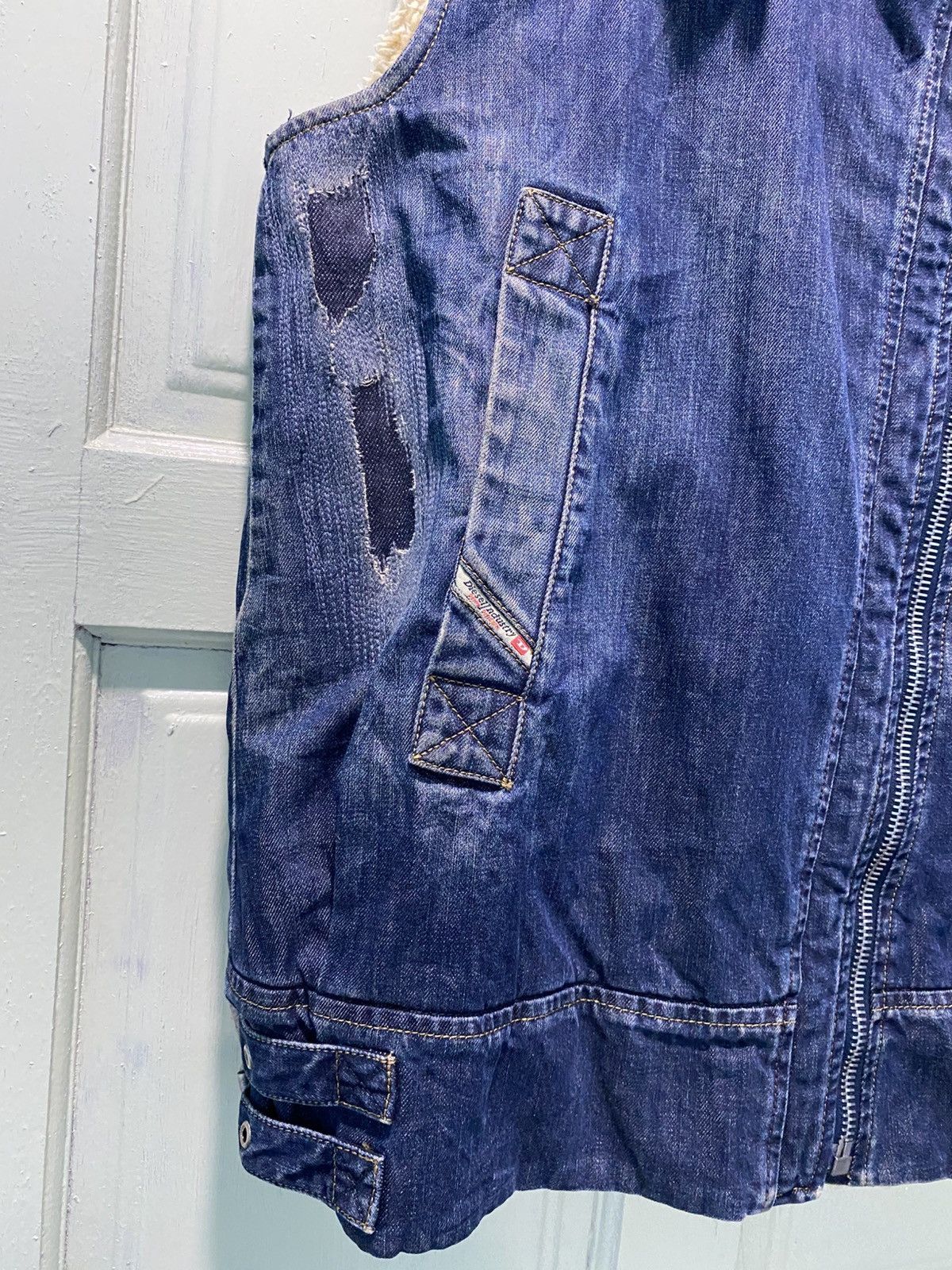 Diesel Diesel Denim Vest Jacket Sherpa Lining Sleeveless Zip Front Size US S / EU 44-46 / 1 - 5 Thumbnail
