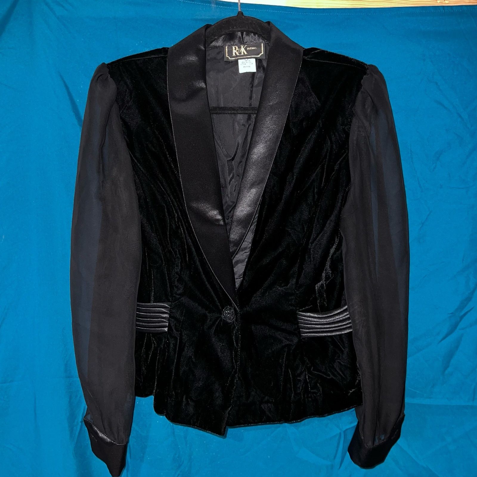 Other R&K Blazer Petite Women's Vintage Velvet Chiffon Sleeves Size L / US 10 / IT 46 - 1 Thumbnail