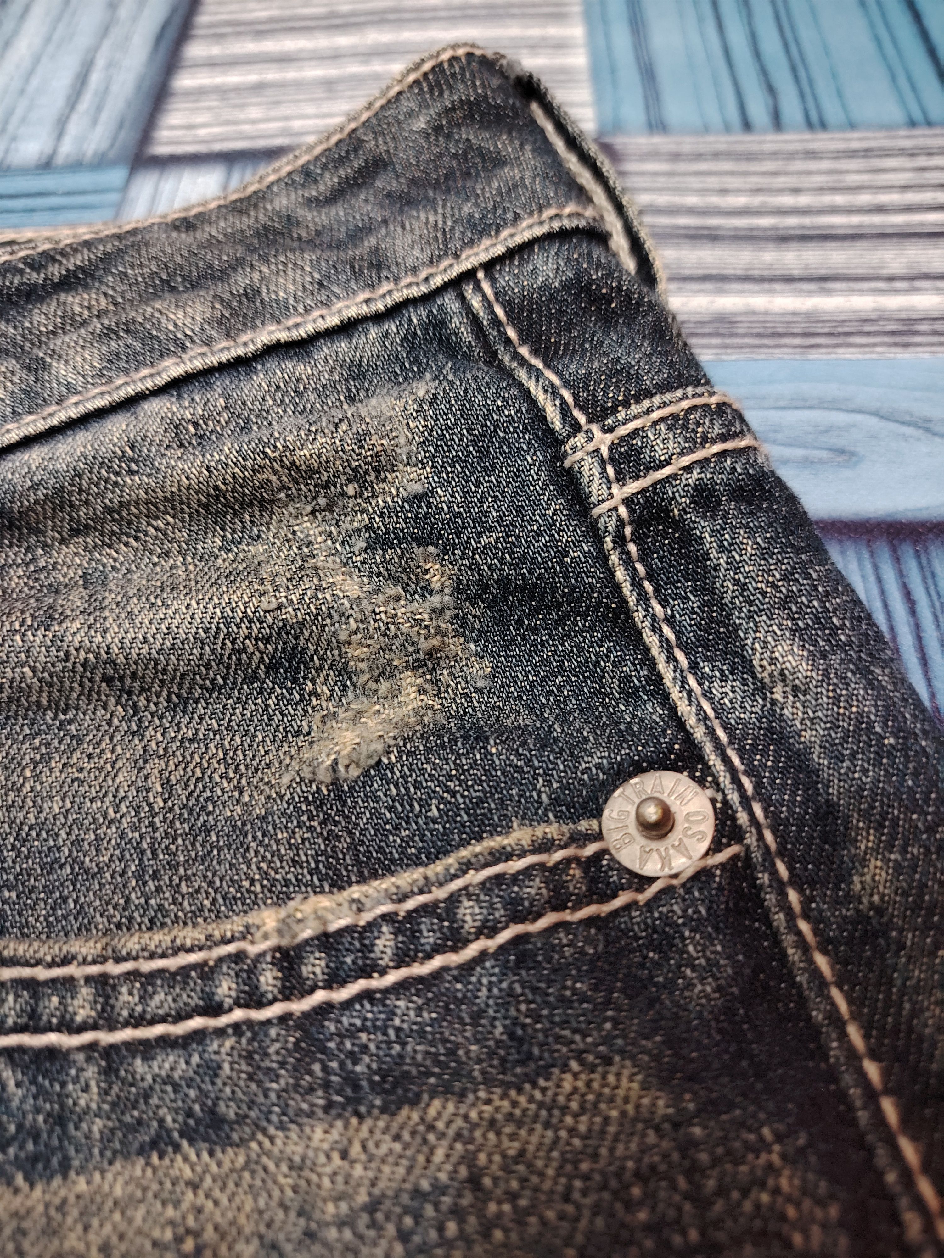 Japanese Brand Distressed denim osaka big train flared jeans Size US 31 - 10 Thumbnail