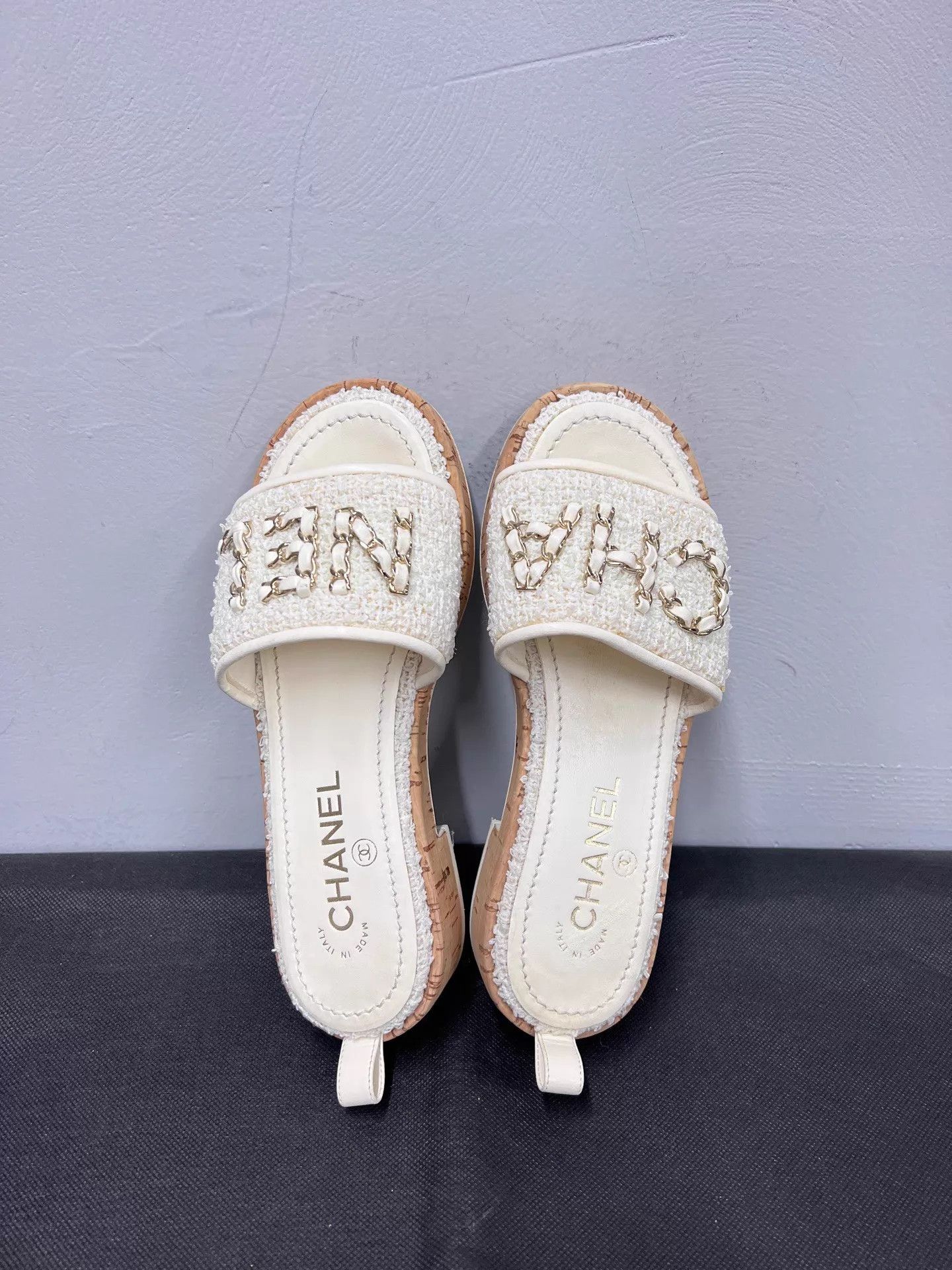 Chanel Chanel Embroidered Rubber Open-Toe Block Heel Slide 36 NWOT Size US 5.5 / IT 35.5 - 4 Thumbnail
