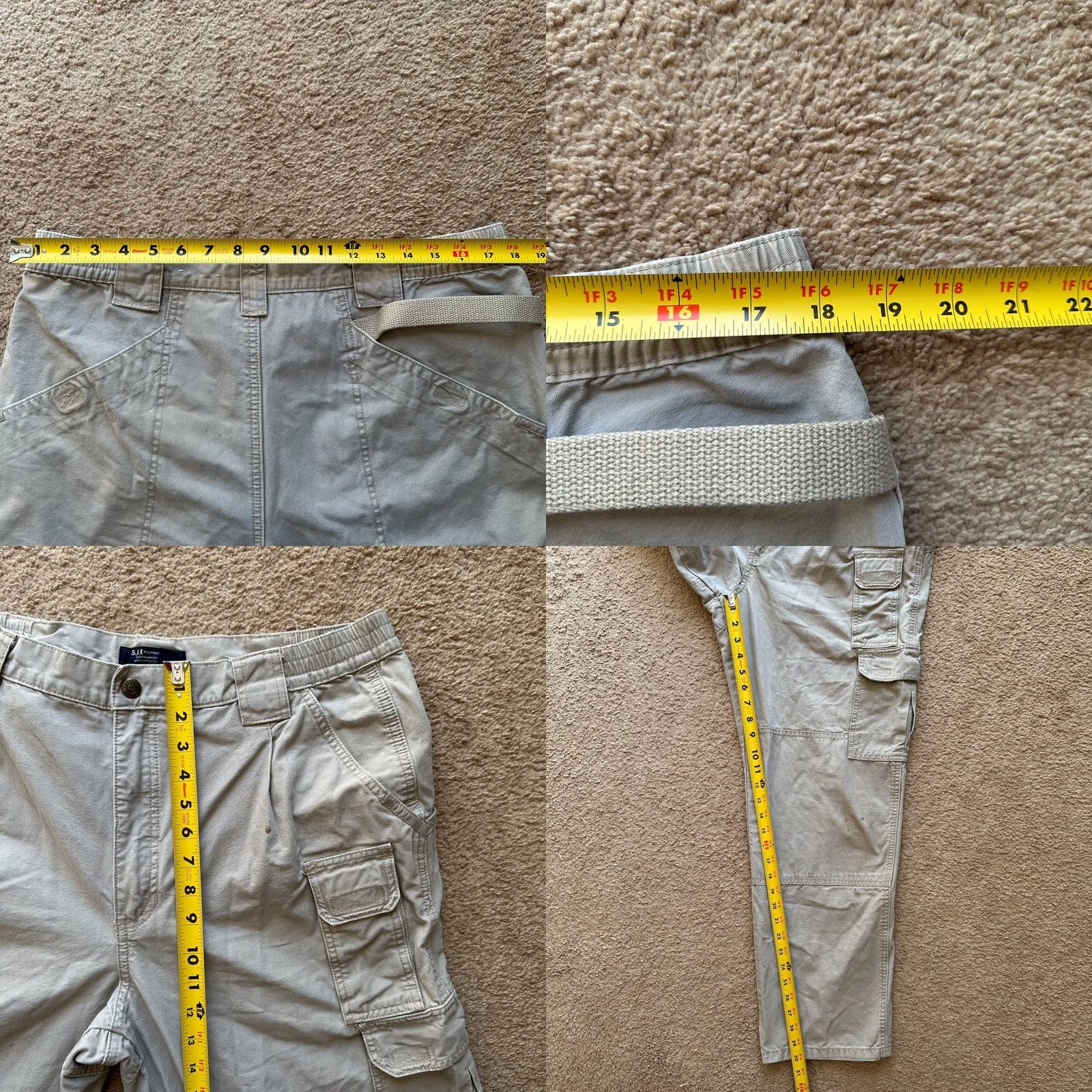 Vintage 5.11 Tactical Cargo Pants Mens 36x30 Mid Rise Ripstop Tan Distressed Military Size US 36 / EU 52 - 8 Thumbnail