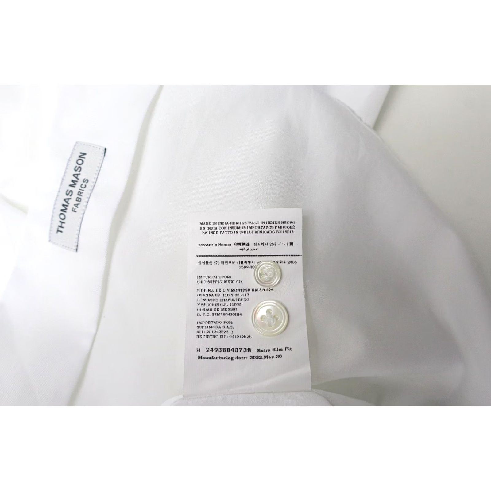 Suitsupply SUITSUPPLY Formal Shirt Extra Slim Fit Men's MEDIUM Collared Long Sleeve White Size 40R - 7 Thumbnail