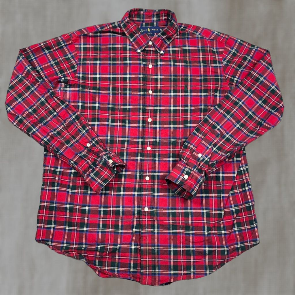 Ralph Lauren Ralph Lauren Button-Up Shirt Men XL Plaid Red Green Oxford Cloth Custom Fit Shirt Size US XL / EU 56 / 4 - 1 Thumbnail