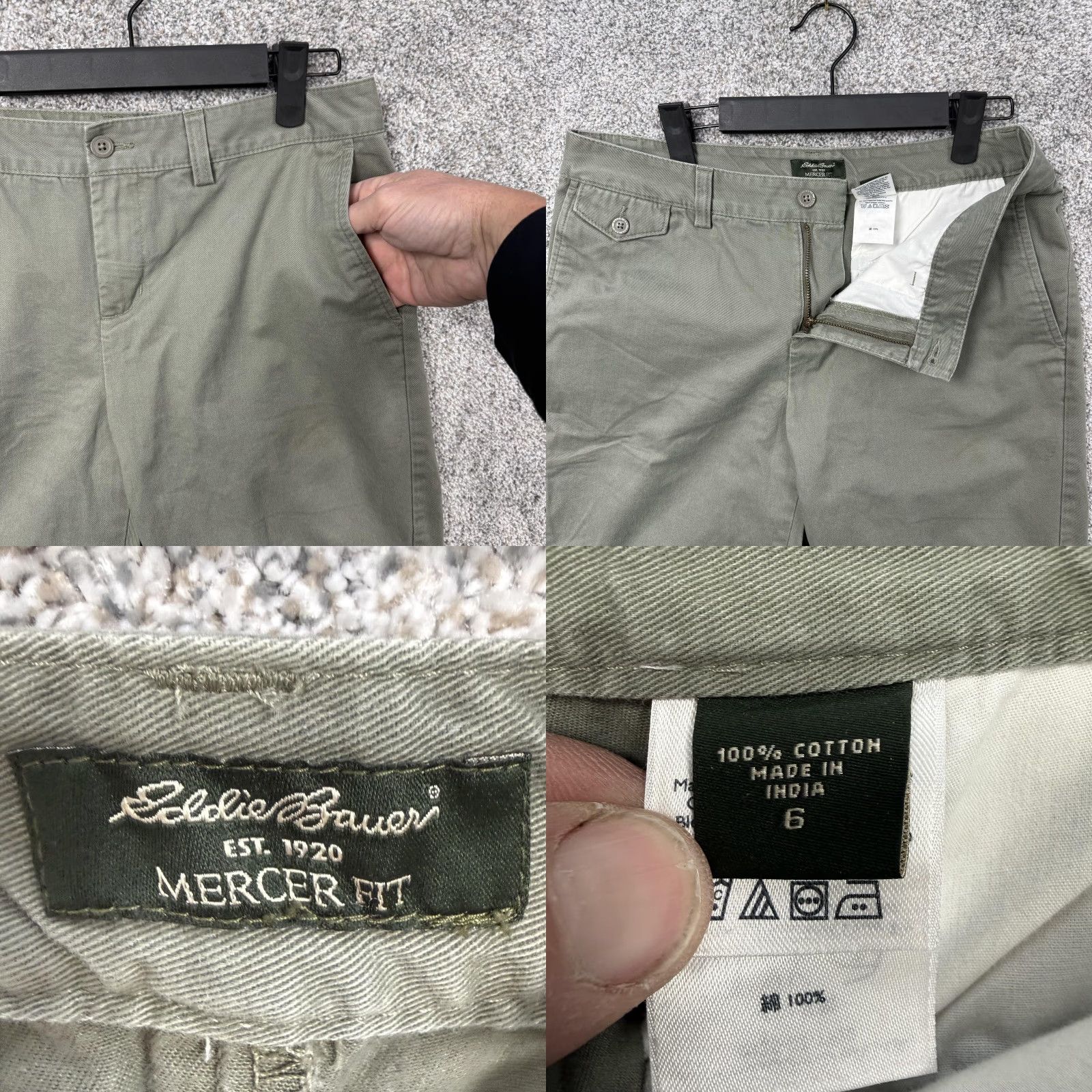 Eddie Bauer Eddie Bauer Bermuda Shorts Women 6 Mercer Fit Casual 100% Cotton Twill Green Sage Front Zip Button Pockets Womens Size 28" / US 6 / IT 42 - 8 Thumbnail
