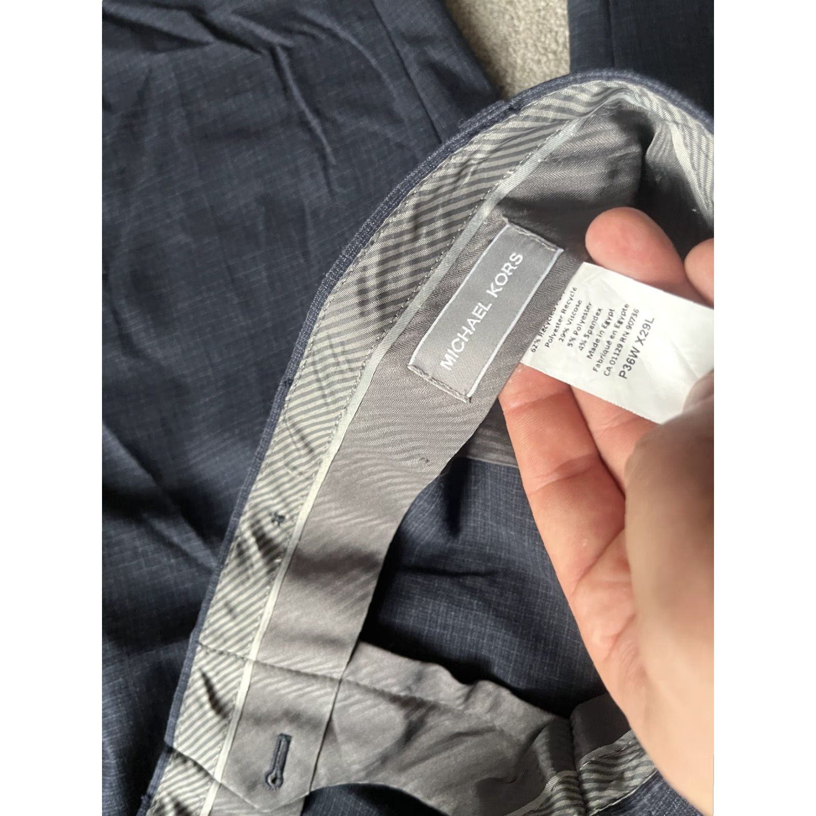 Michael Kors Michael Kors Dress Pants Mens Navy Straight Leg Flat Front Stretch Size 36Inseam 29in Regular Waist 36 Color Navy Pattern Solid Size US 36 / EU 52 - 5 Thumbnail