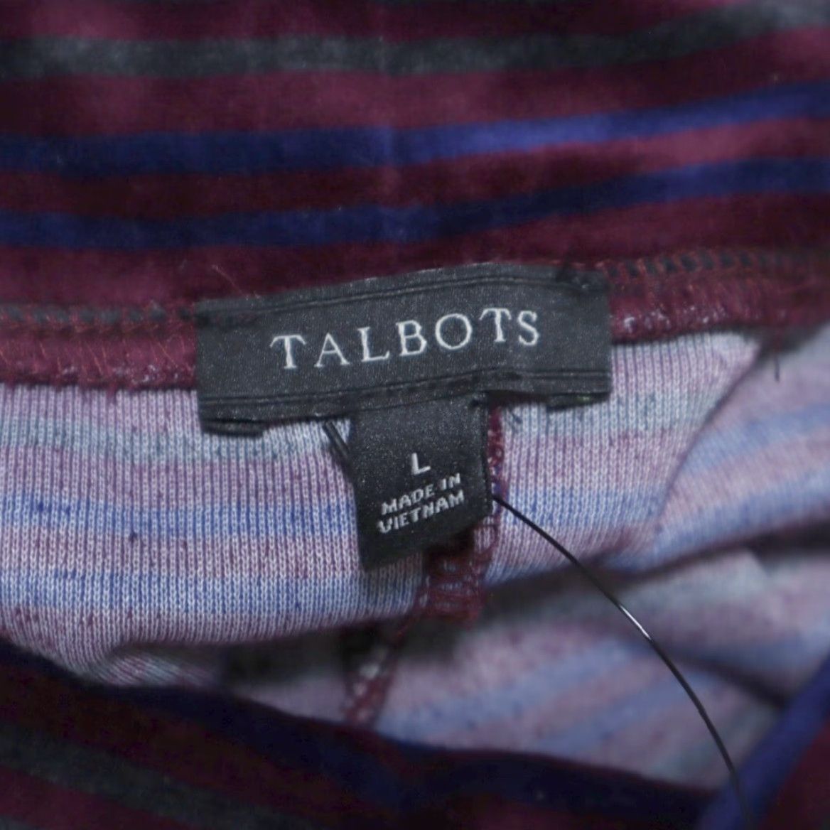 Talbots Talbots Velvet Chimney Neck Pullover Striped Sweatshirt Wine Women's L Size L / US 10 / IT 46 - 5 Thumbnail