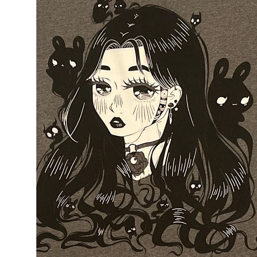 Other Y2k Anime Girl Limited Edition T-Shirt, Gray, M, Cotton Size M / US 6-8 / IT 42-44 - 3 Thumbnail