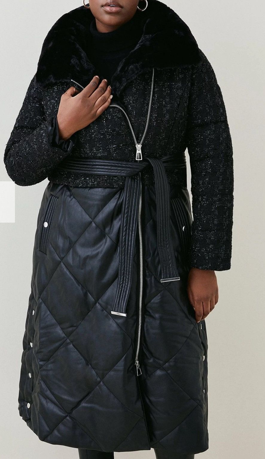 Karen Millen Karen Millen mix longline puffer coat Size L / US 10 / IT 46 - 4 Thumbnail