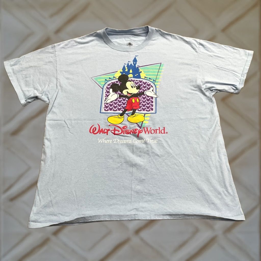 Disney Vintage Disney Mickey Mouse T-Shirt XL Blue Y2K Graphic Crew Cotton Tee Mens Size US XL / EU 56 / 4 - 1 Thumbnail