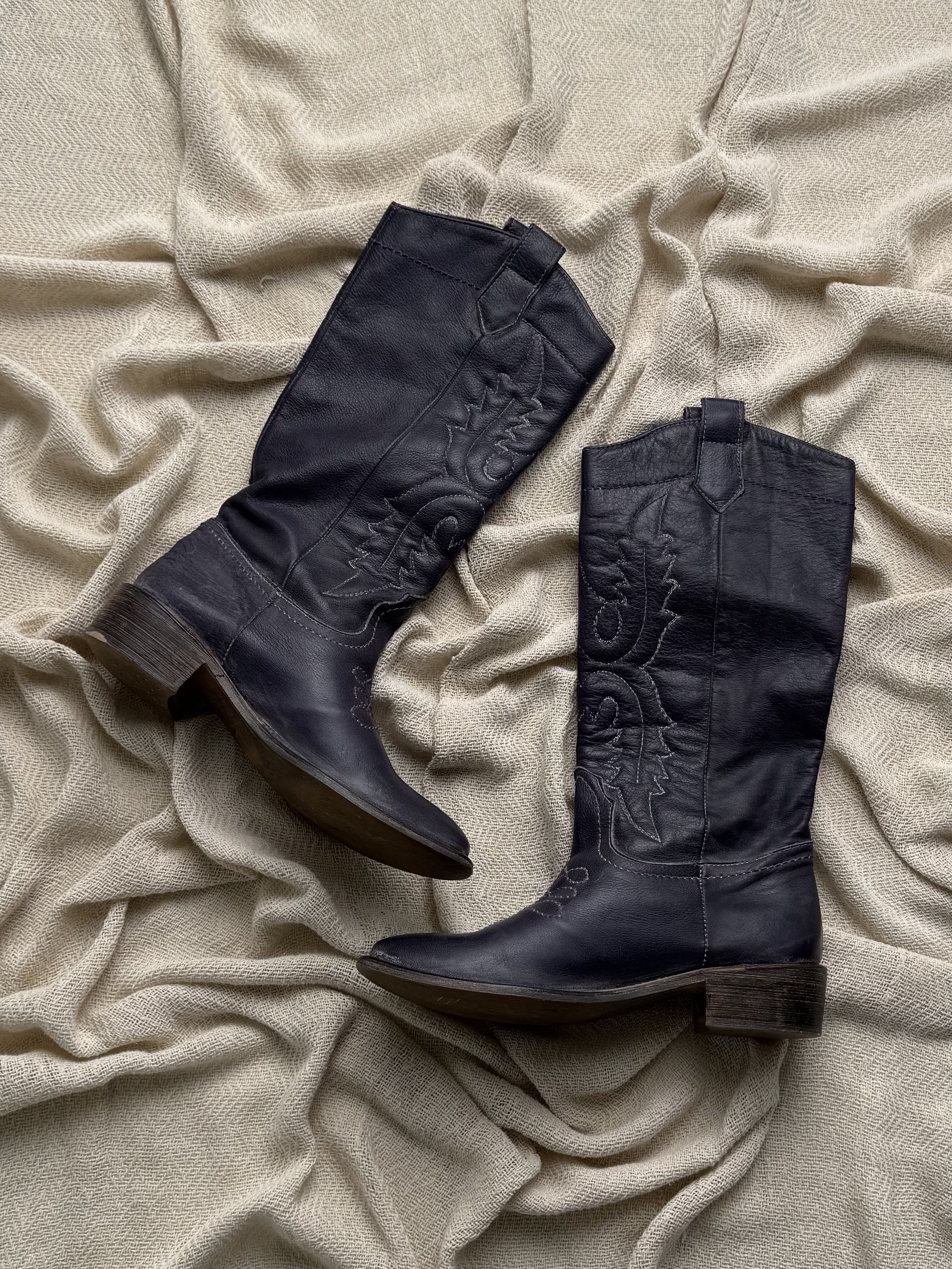 Vintage Vintage Leather Cowboy Western Mid Calf Embroidered Boots Size US 6 / IT 36 - 3 Thumbnail