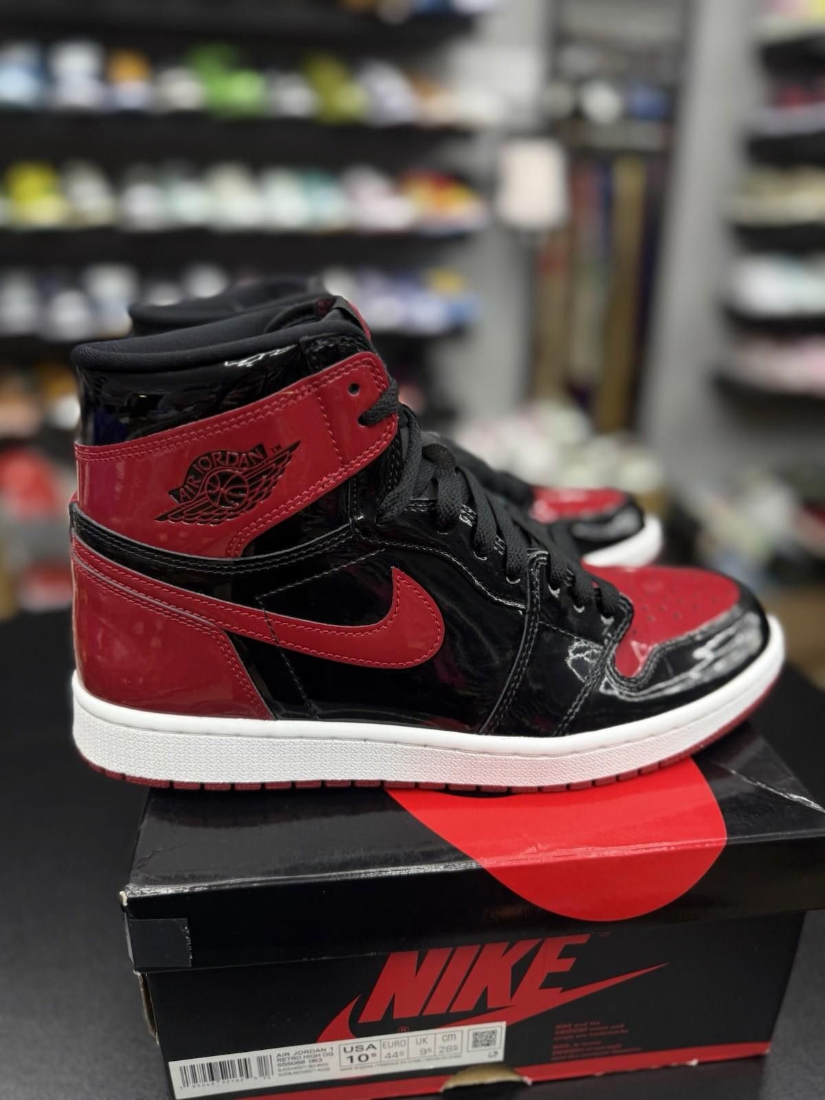 Jordan Brand Size 10.5 - Jordan 1 Retro OG High Patent Bred 555088-063 Size US 10.5 / EU 43-44 - 1 Thumbnail