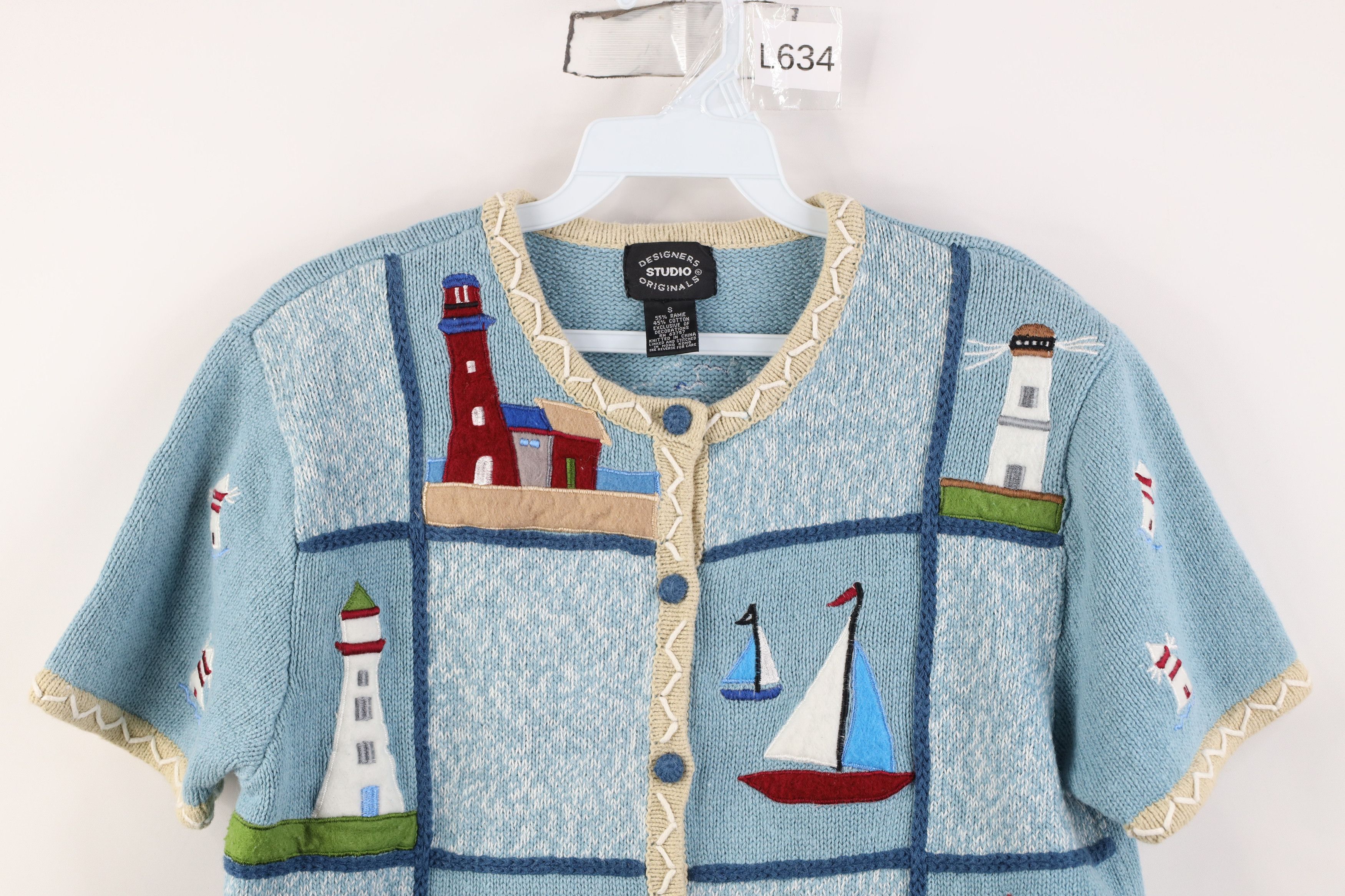 Vintage Vintage 90s Streetwear Lighthouse Sailboat Knit Sweater Size S / US 4 / IT 40 - 2 Thumbnail