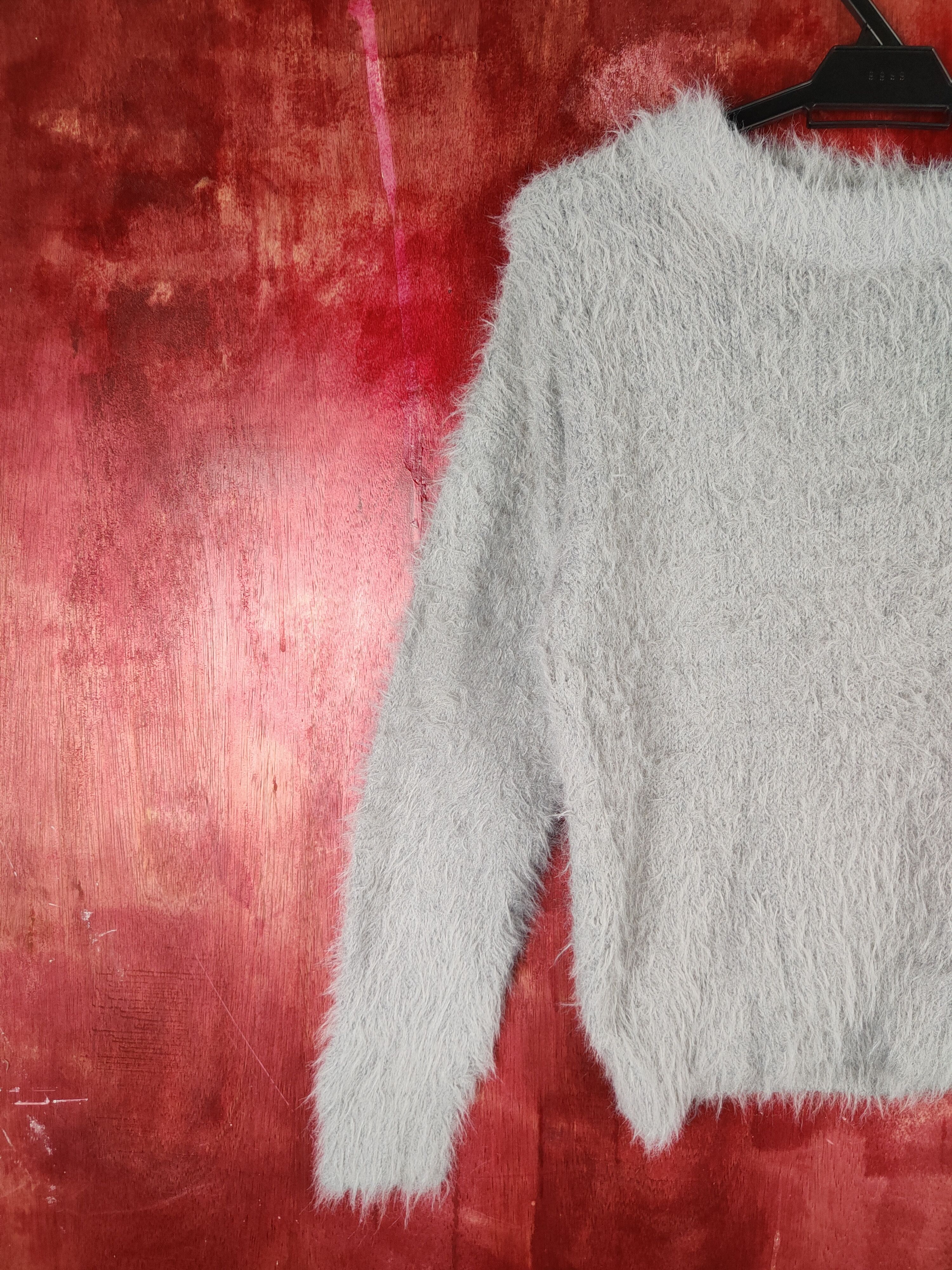 Japanese Brand Lowrys Farm Gray Shag Shaggy Fur Mohair Knitwear #S1956 Size M / US 6-8 / IT 42-44 - 3 Thumbnail