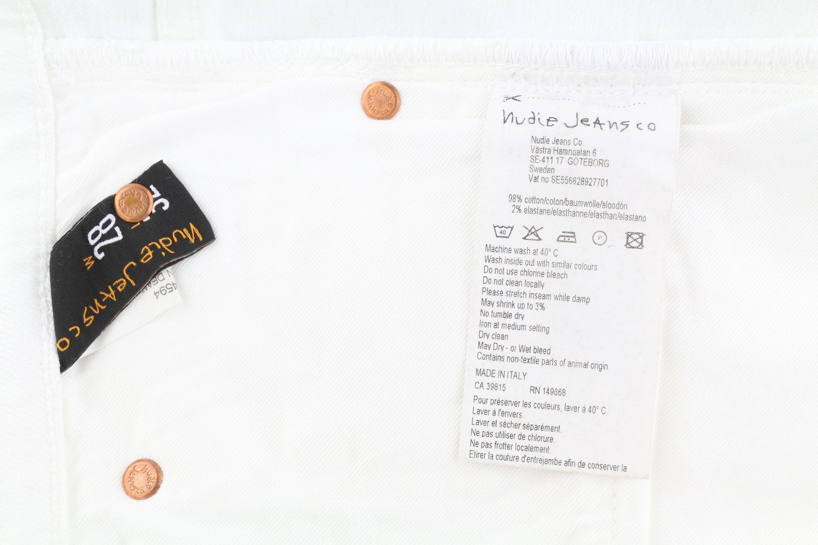 Nudie Jeans LEAN DEAN W28 Denim White Zip Cotton Turn Up Shorts 83840 Size US 28 / EU 44 - 6 Thumbnail