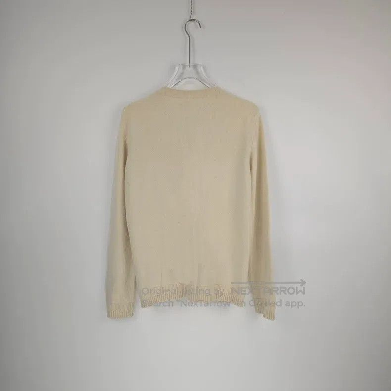 Hermes Beige Metallic Logo Cashmere Cardigan