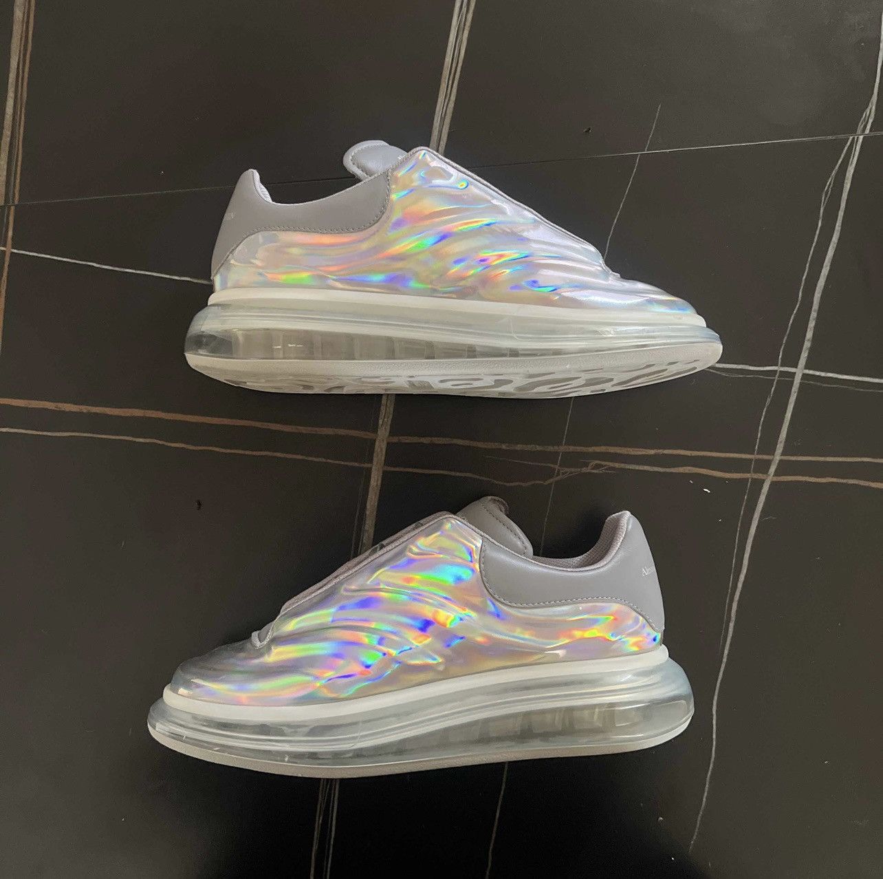 Alexander McQueen Alexander McQueen Oversized Sneaker Silver Iridescent Grailed