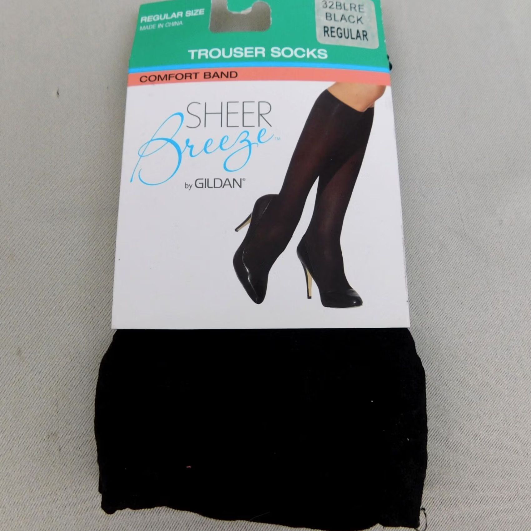 Gildan Gildan Black Sheer Breeze 37302 Trouser Socks Knee High Comfort Band Dress Socks Women Regular Size 42" / US 20 - 4 Thumbnail