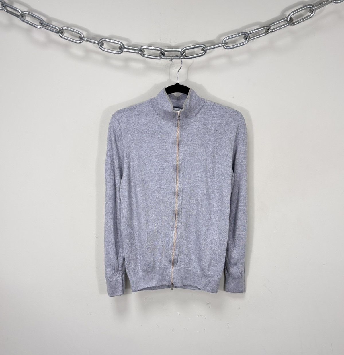 Gran Sasso Gran Sasso Men’s Grey Full Zip Virgin Wool Sweater Jacket Size US S / EU 44-46 / 1 - 1 Thumbnail