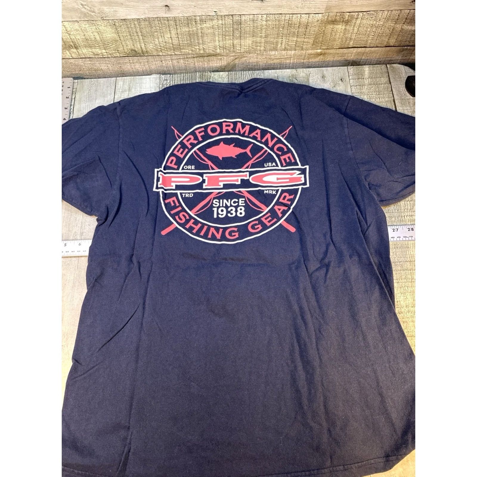 Logo 7 Columbia PFG T Shirt Mens Large Navy Back Graphic Logo Tee Sports Fishing Clothing Minimal Front Chest Logo Classic Outdoor Tee Mens L Navy Blue Size US L / EU 52-54 / 3 - 2 Thumbnail