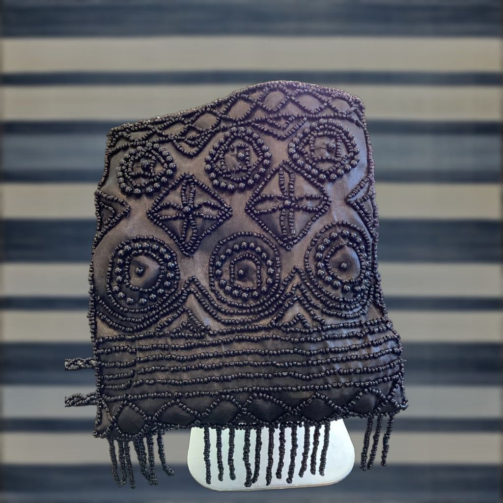 Vintage VINTAGE Beaded Crossbody Bag Shoulder Bag Women Small Black Beaded Accents 5.5-8.5” x .5-2” Bohemian Hipster Wedding Party Travel Workwear Charm Size ONE SIZE - 1 Thumbnail
