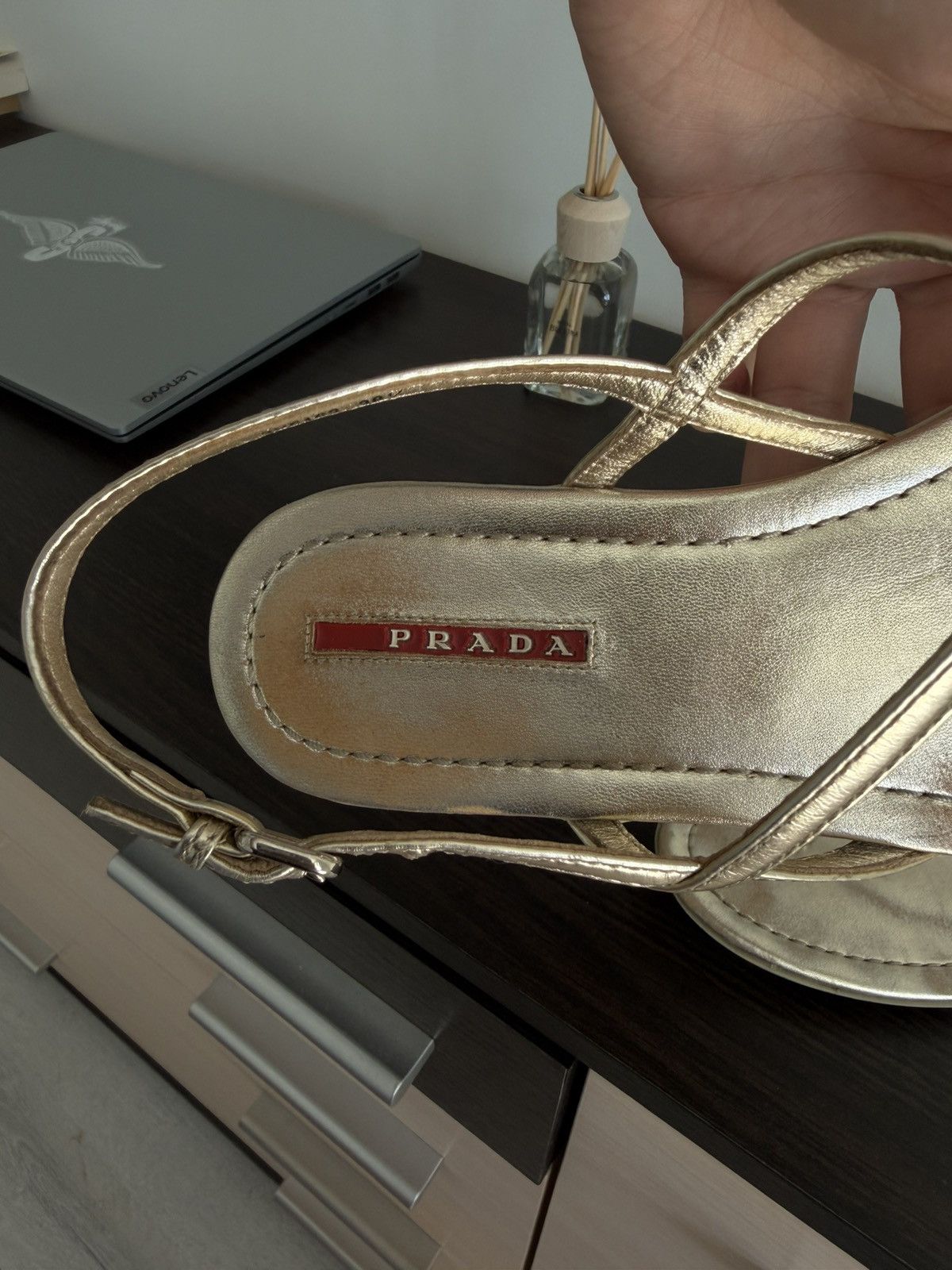 Prada Prada gold Metallic Leather Thong Sandals Size 38 Size US 8 / IT 38 - 12 Thumbnail