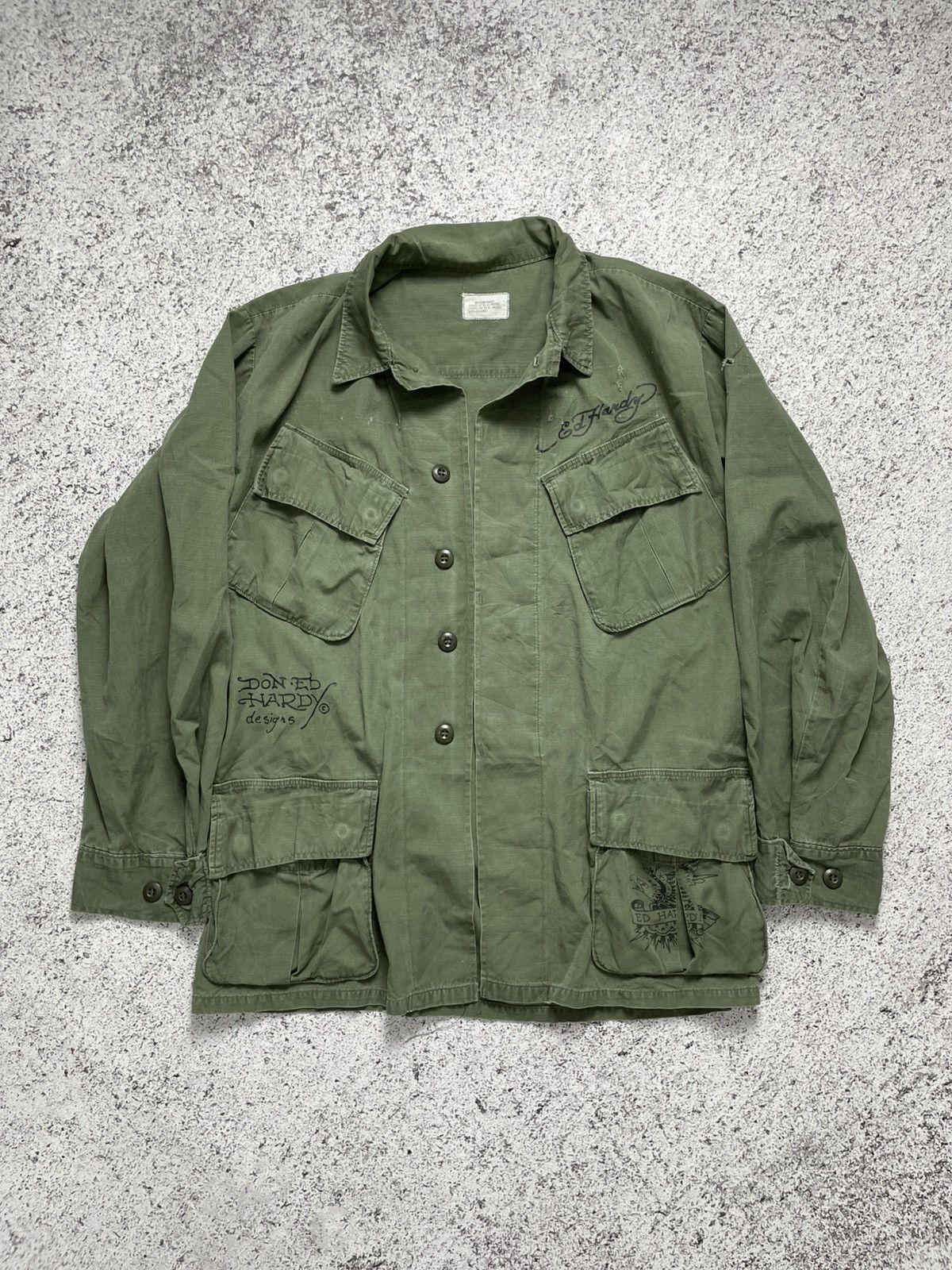 Ed Hardy Vintage US Army Ed Hardy Military Jungle Fatigue Jacket Size US M / EU 48-50 / 2 - 9 Thumbnail