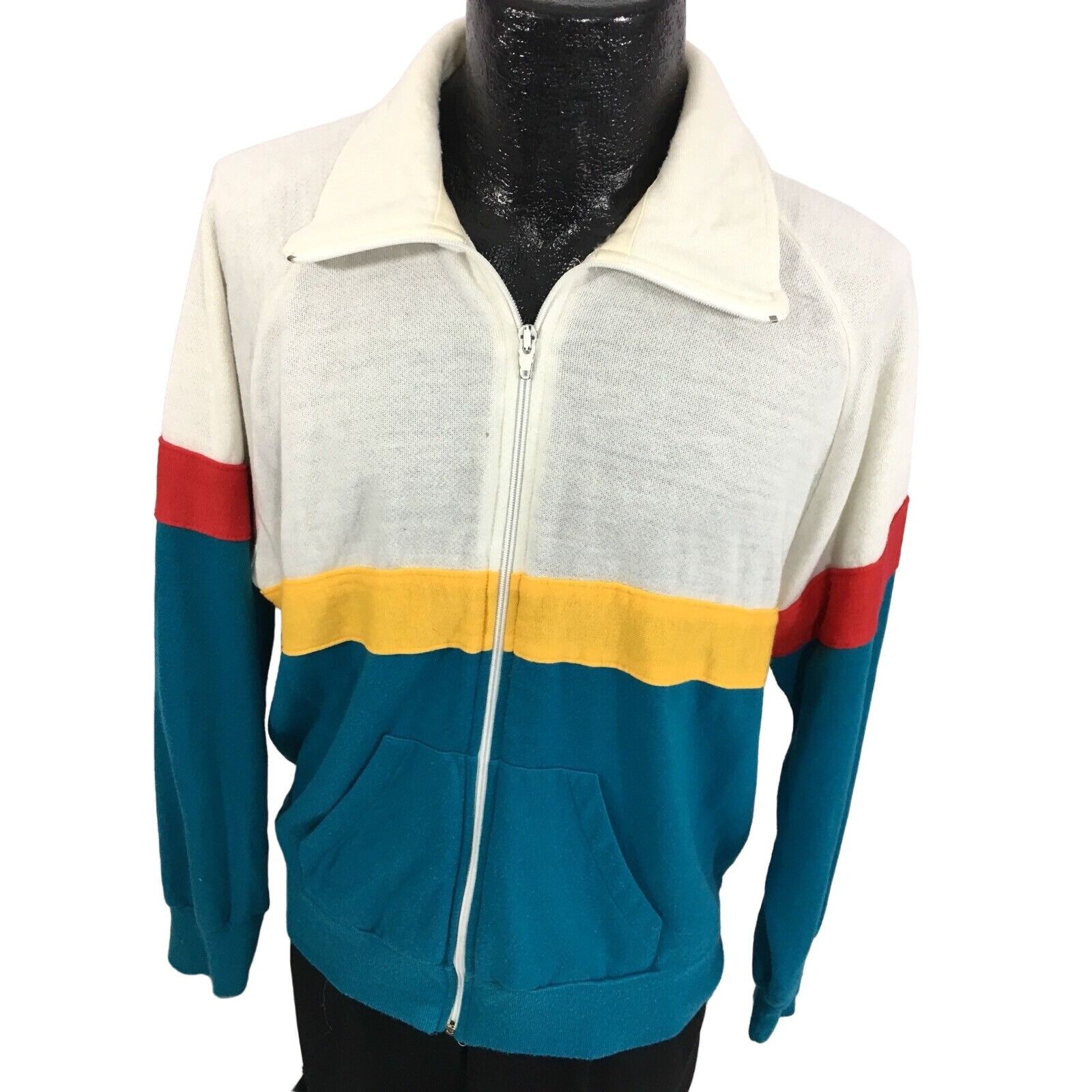Other Vtg Sun Spots Aqua Blue COLOR BLOCK Zip Warm Up Jacket Size US XL / EU 56 / 4 - 1 Thumbnail