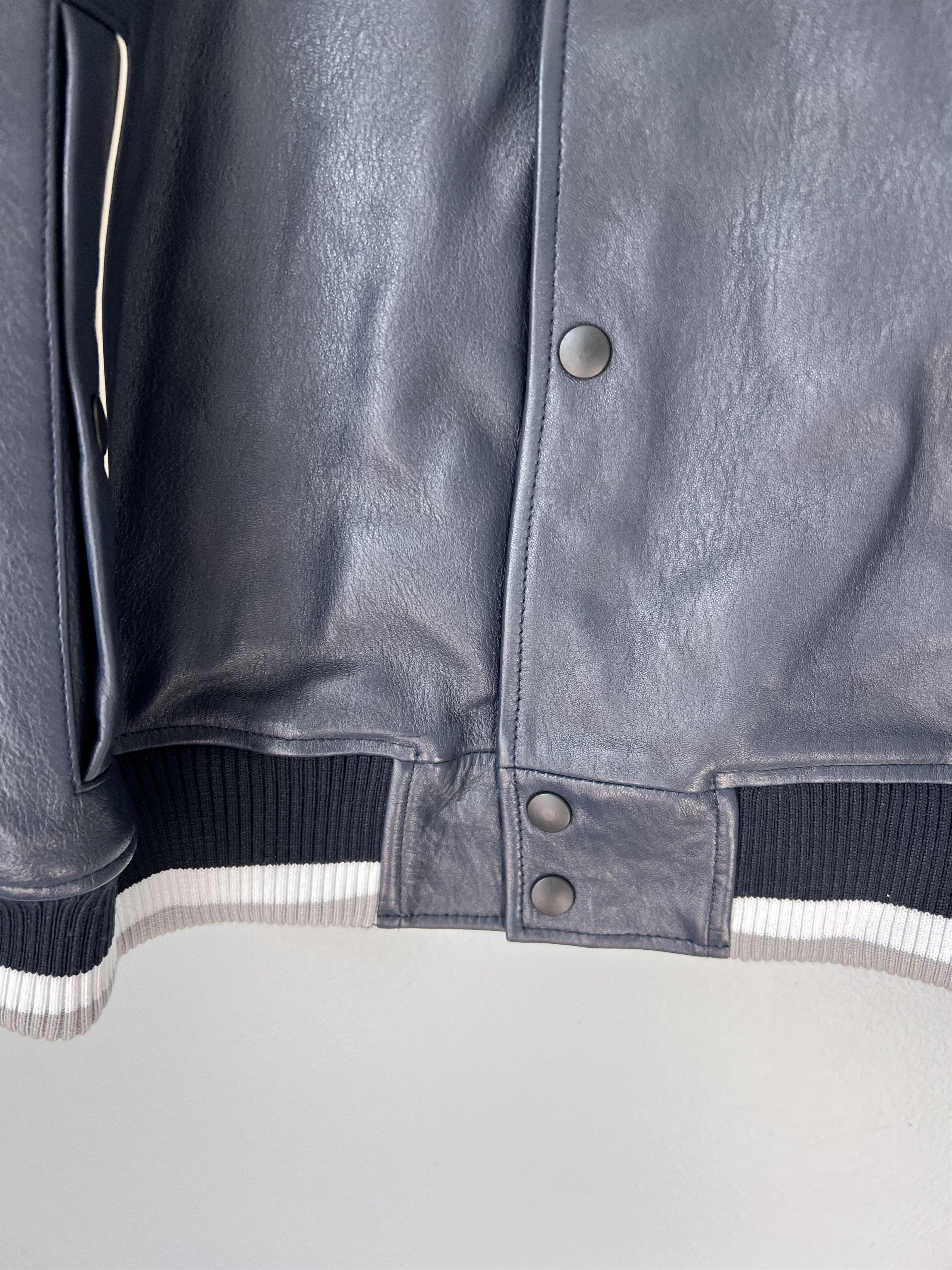Aime Leon Dore Aime Leon Dore Concorde Leather Jacket in Navy Gray Size US XL / EU 56 / 4 - 8 Thumbnail