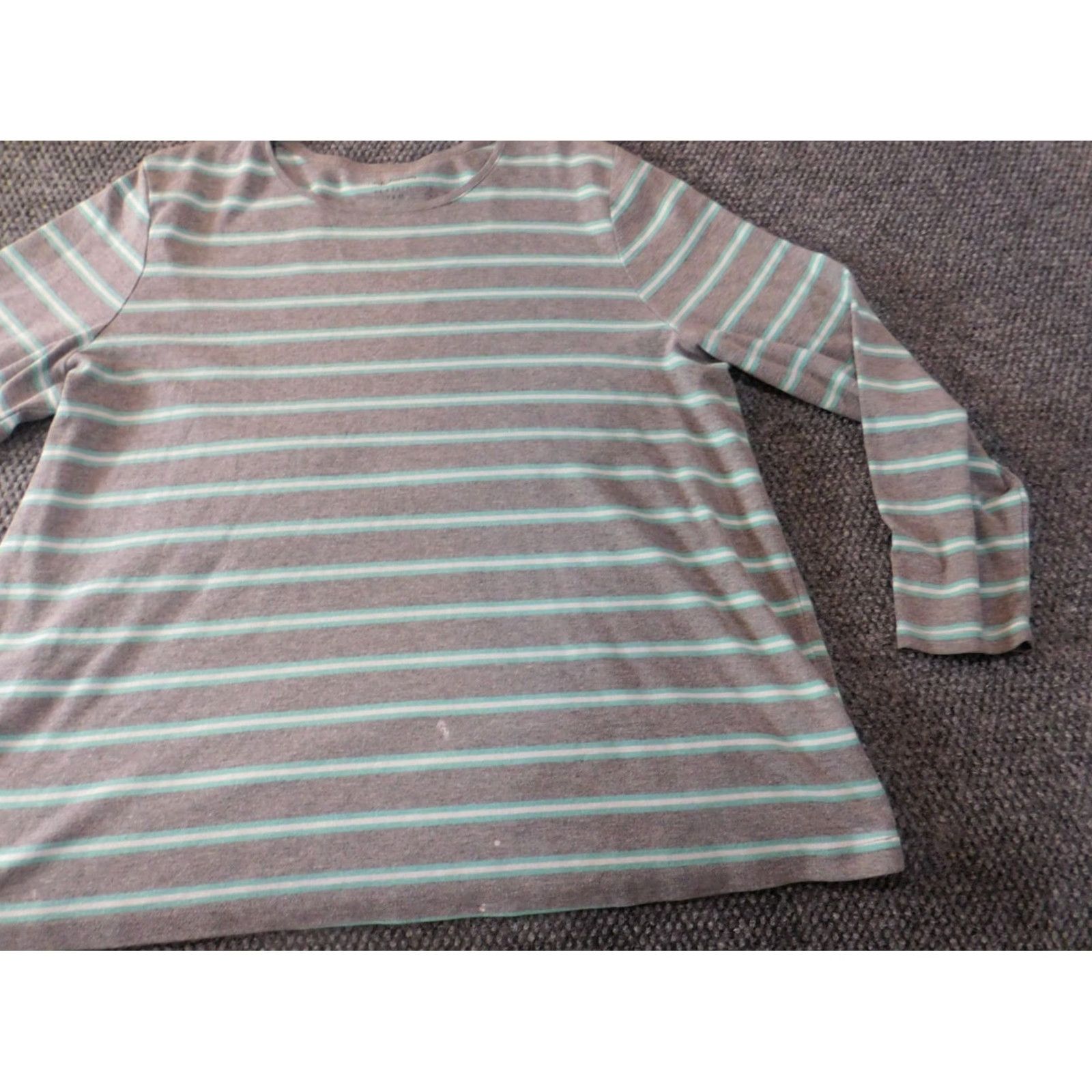 Croft & Barrow Croft & Barrow Womens Blouse 2X Plus Gray Striped Collared Pullover Casual Tee Shirt Down Fabric Basic Stretch Womens Size XXL / US 16-18 / IT 52-54 - 2 Thumbnail