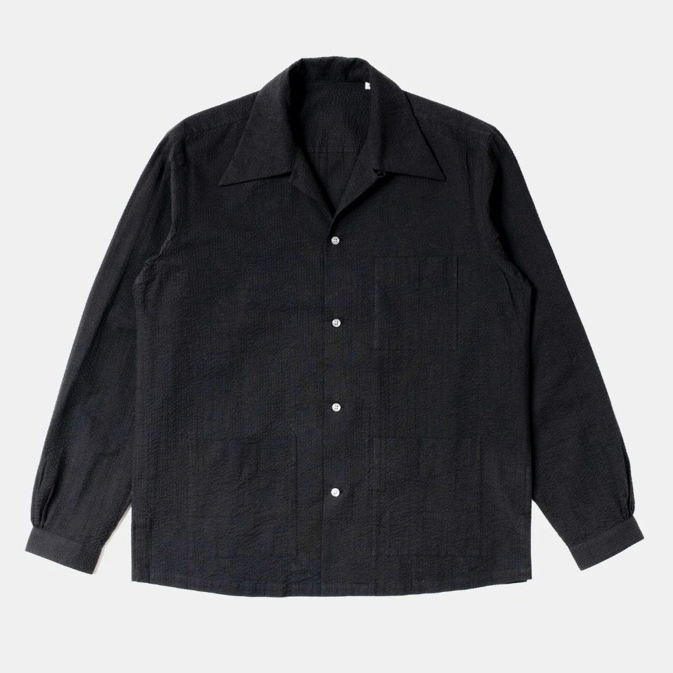 Bryceland's Bryceland's Black Seersucker Cabana Shirt Ascot Chang Size US XL / EU 56 / 4 - 1 Thumbnail