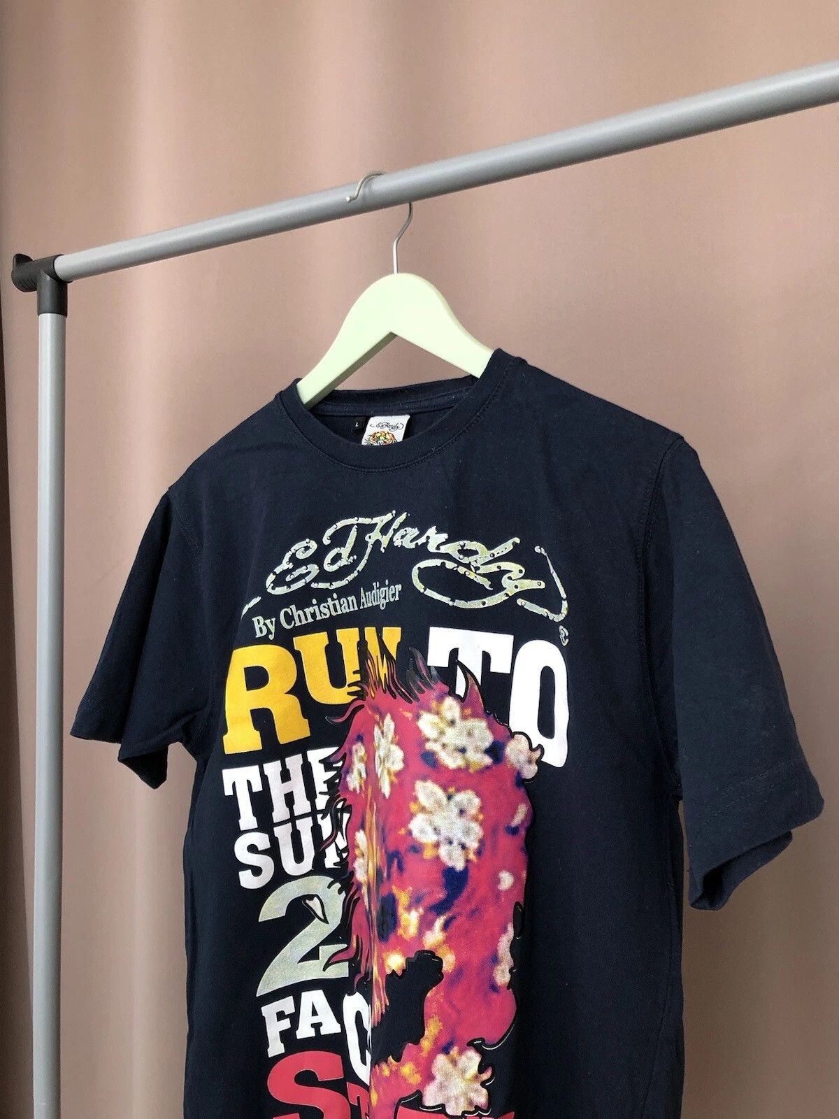 Ed Hardy Ed Hardy Christian Audigier Big Logo T-Shirt Mens Size M/L Size US L / EU 52-54 / 3 - 4 Thumbnail