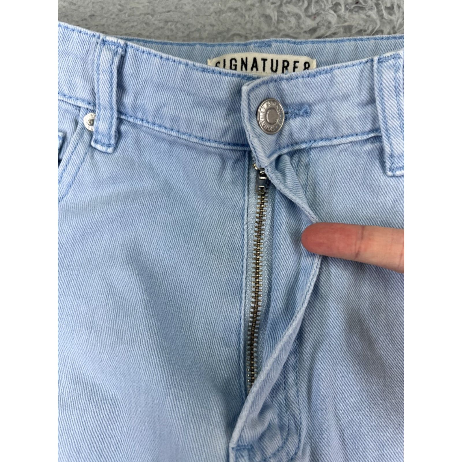 Vintage Project Indigo Jeans Womens 27 Blue Denim Wide-Leg Jeans 100% Cotton High Rise Distressed Pockets 5-Pocket Zip Inseam 30 in USA Vintage No Size 27" / US 4 / IT 40 - 5 Thumbnail