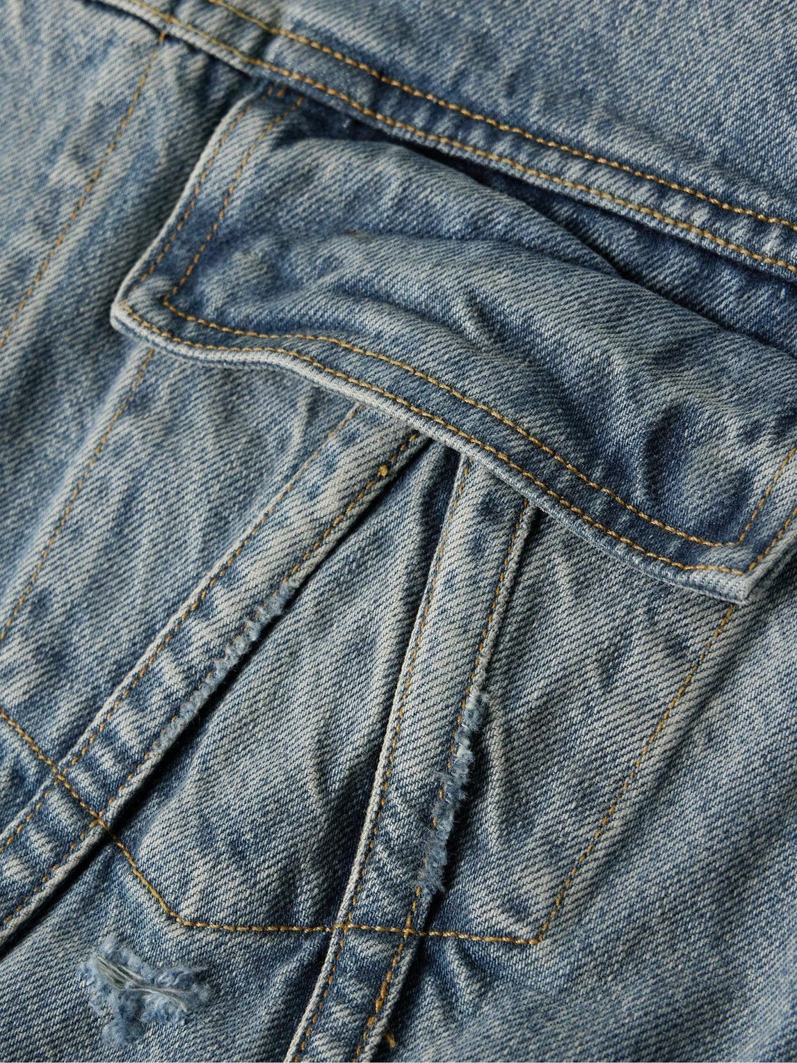 Amiri o1w1db11224 Slim-Fit Distressed Denim Trucker Jacket Blue Size US XL / EU 56 / 4 - 5 Thumbnail