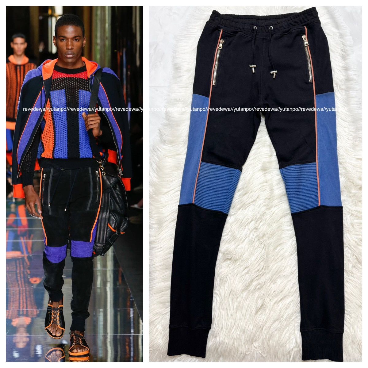 Balmain Balmain Homme Color-blocked Biker Sweatpants Size US 29 - 1 Thumbnail