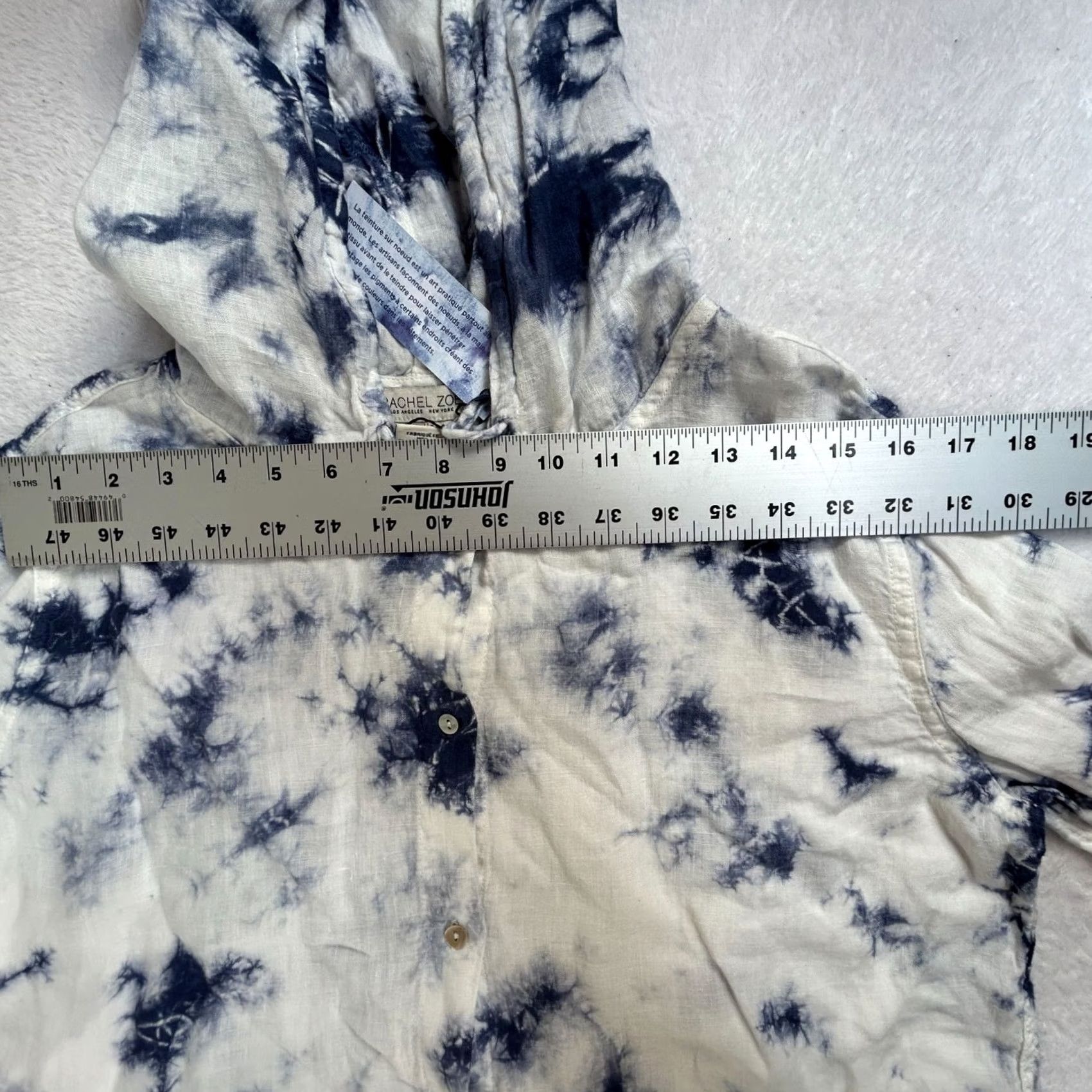 Rachel Zoe Rachel Zoe Womens Blue & White Tie-Dye Linen Hooded Button-Up Shirt Small New Size S / US 4 / IT 40 - 4 Thumbnail