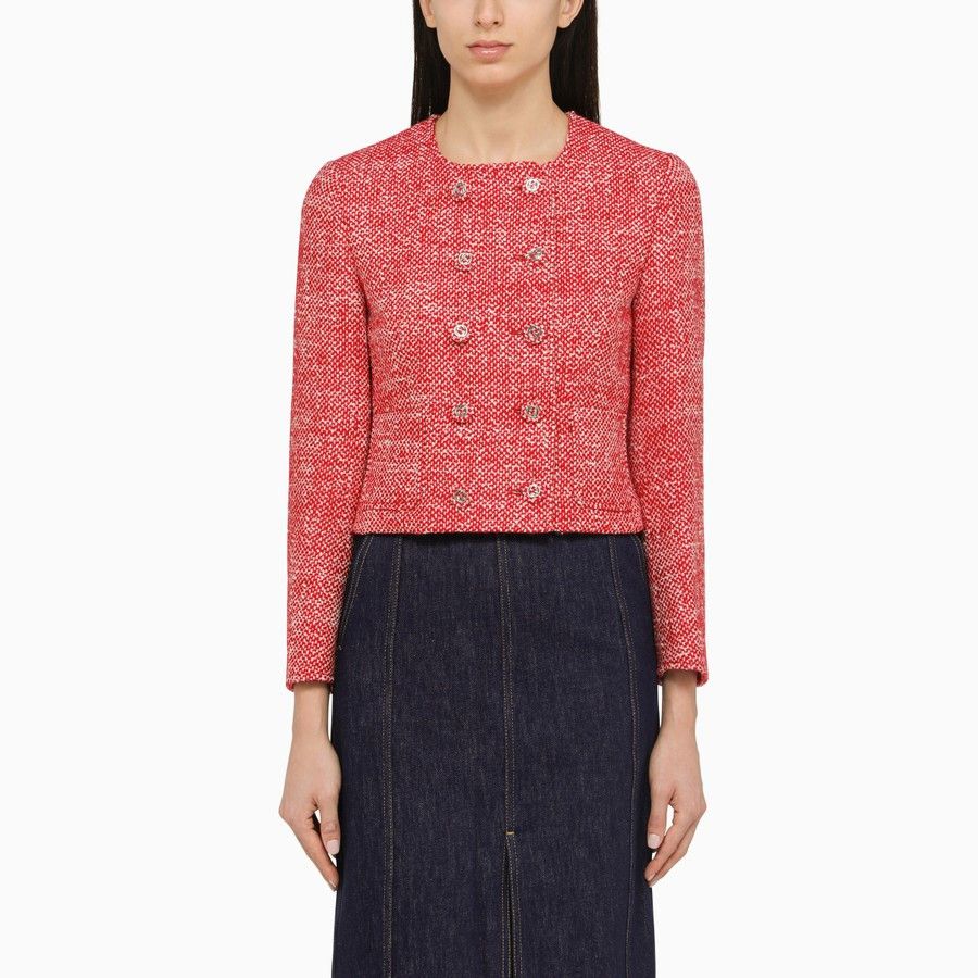 Gucci o1d2blof0824 Tweed Double-Breasted Jacket in Red Size M / US 6-8 / IT 42-44 - 1 Thumbnail