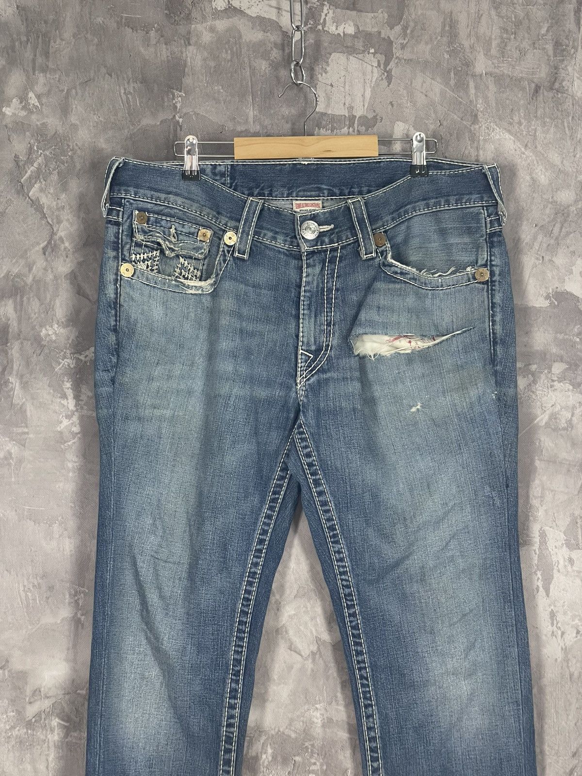 Japanese Brand × True Religion 💥Y2K Vintage True Religion White Stitch Rare Straight Jeans Size US 36 / EU 52 - 10 Thumbnail