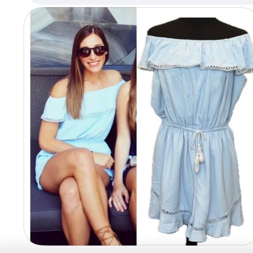 Other Blue Ruffled Tie Front Jumpsuit Size S / US 4 / IT 40 - 1 Thumbnail