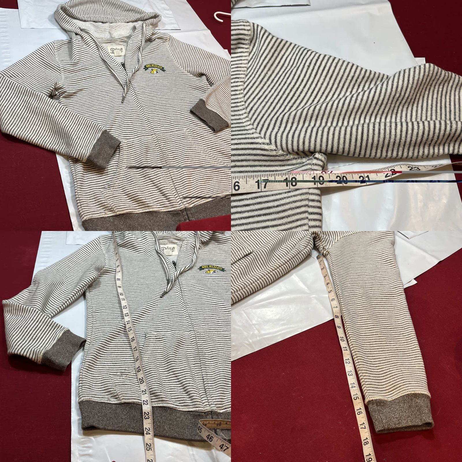Vintage NMU WILDCATS GRAY striped Zip hoodie Jacket MED Northern Michigan MED sweatshirt Size M / US 6-8 / IT 42-44 - 8 Thumbnail