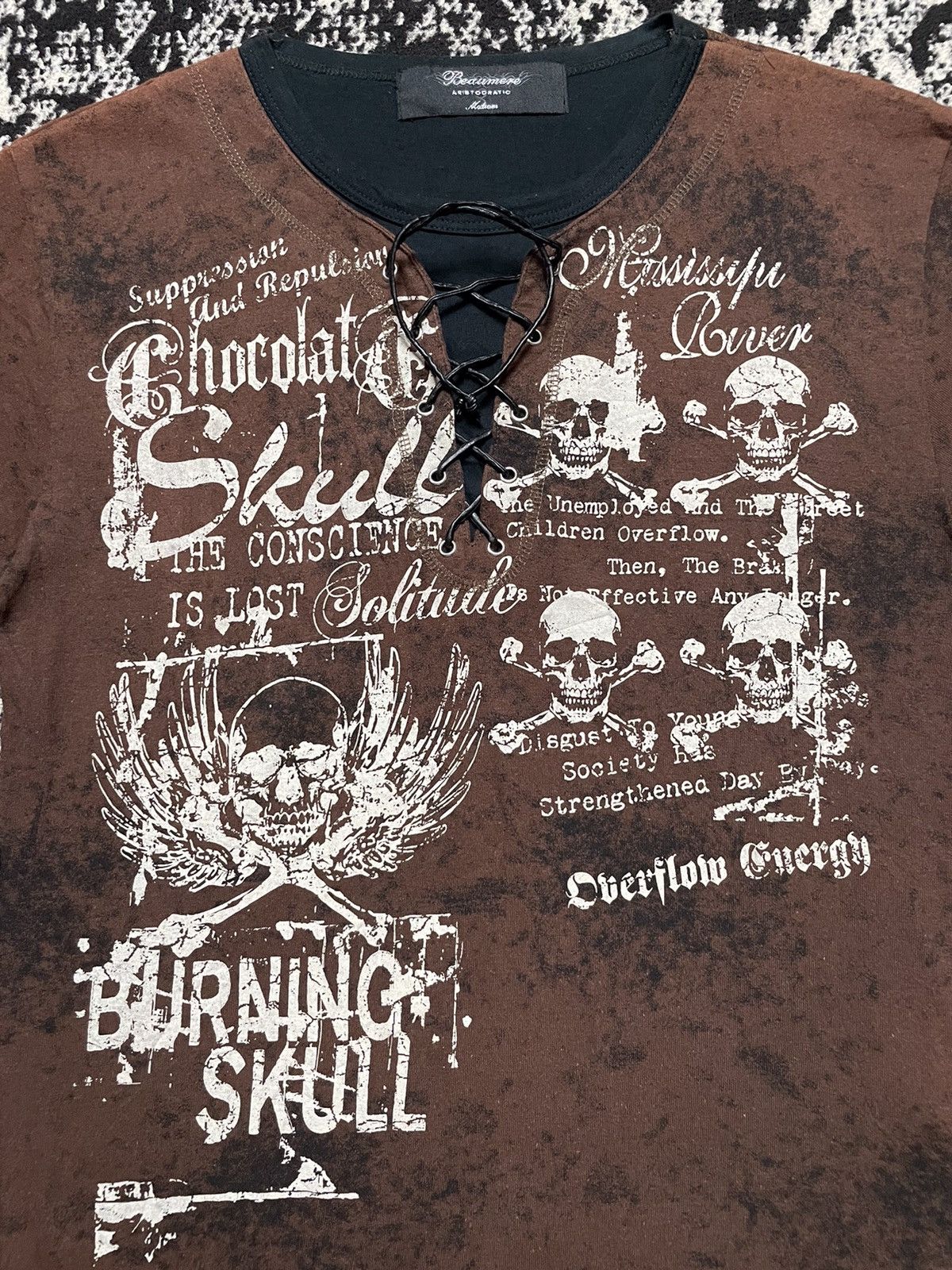 Hysteric Glamour Beaumere poem gothic skull punk double layer acid wash Size US M / EU 48-50 / 2 - 3 Thumbnail