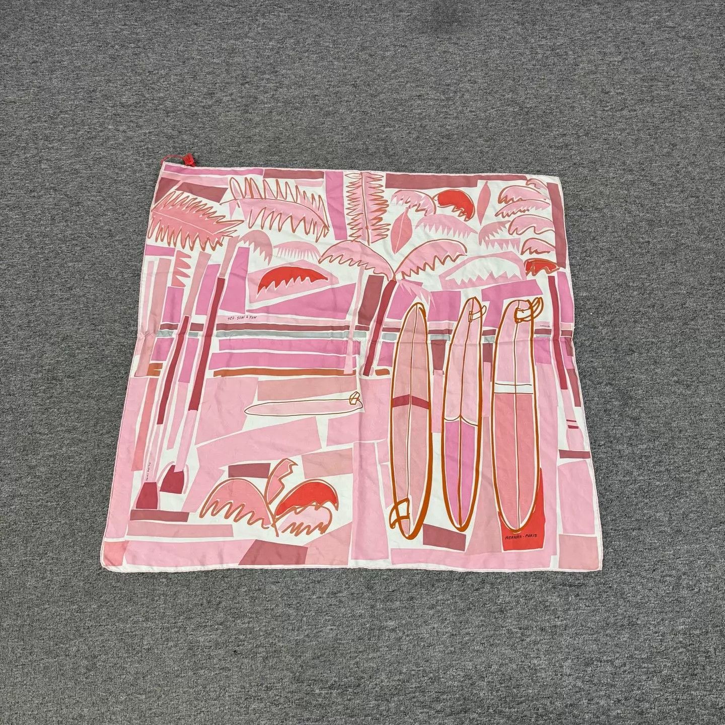 Hermes Hermes Pink Beach Surfing Pattern Scarf Size ONE SIZE - 1 Thumbnail