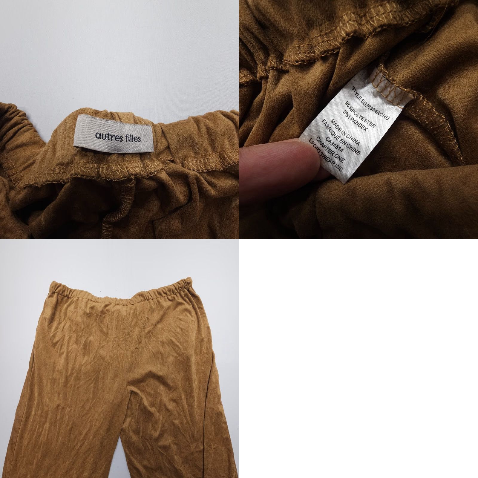 Velvet Autres Filles Pant pants Wide Leg Mid Rise Pull On Velvet Brown One Size OS 33 x 28" City Vintage No Size 42" / US 20 - 8 Thumbnail