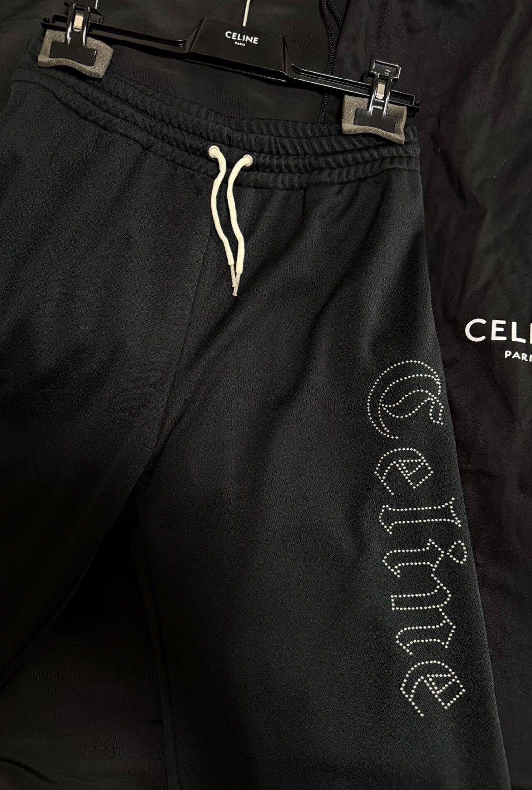 Celine CELINE 2022FW Studded Vertical Logo Wide-Leg Sweatpants Size US 32 / EU 48 - 4 Thumbnail